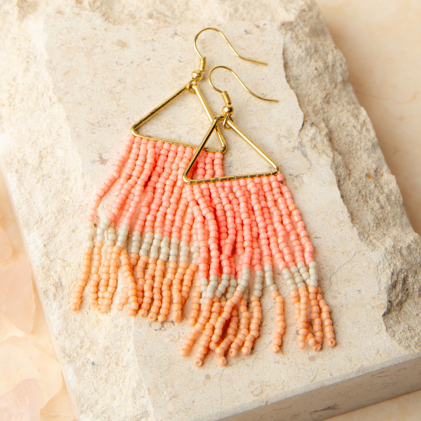 Irie Seed Bead Triangle Chandelier Earrings