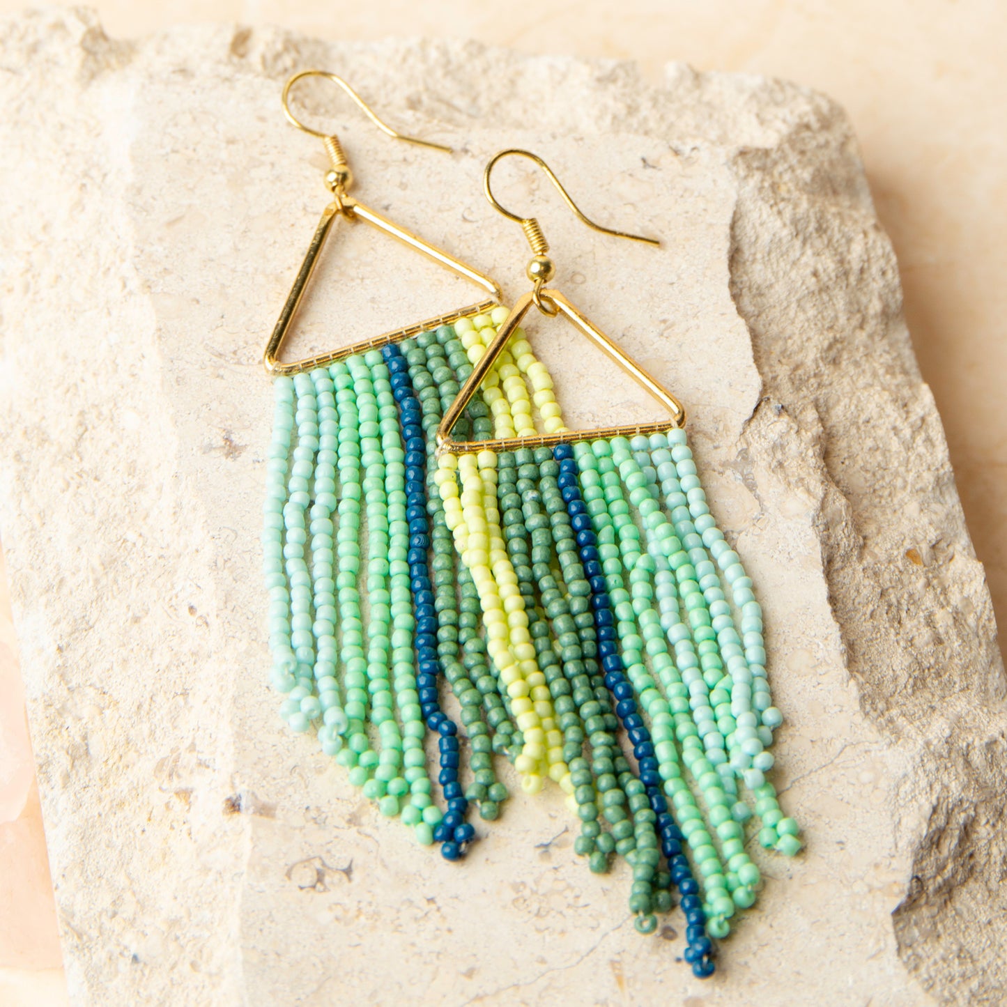 Irie Seed Bead Triangle Chandelier Earrings