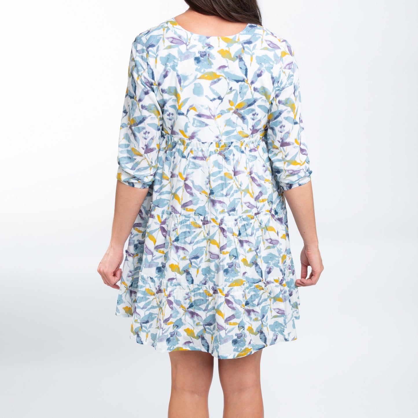 Allegra V-Neck 3/4 Sleeve Tiered Baby Doll Dress