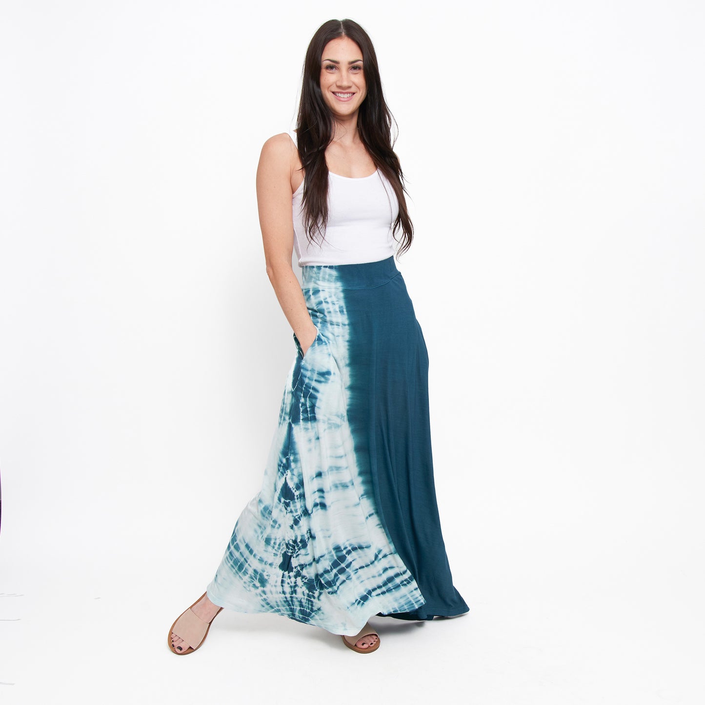 Akari Tie Dye Maxi Skirt with Pockets