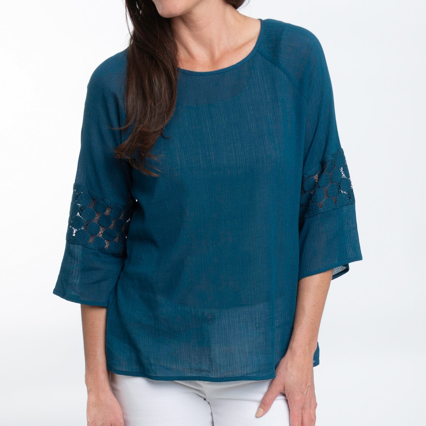 Skylah Boho Raglan Sleeve Crepe Blouse