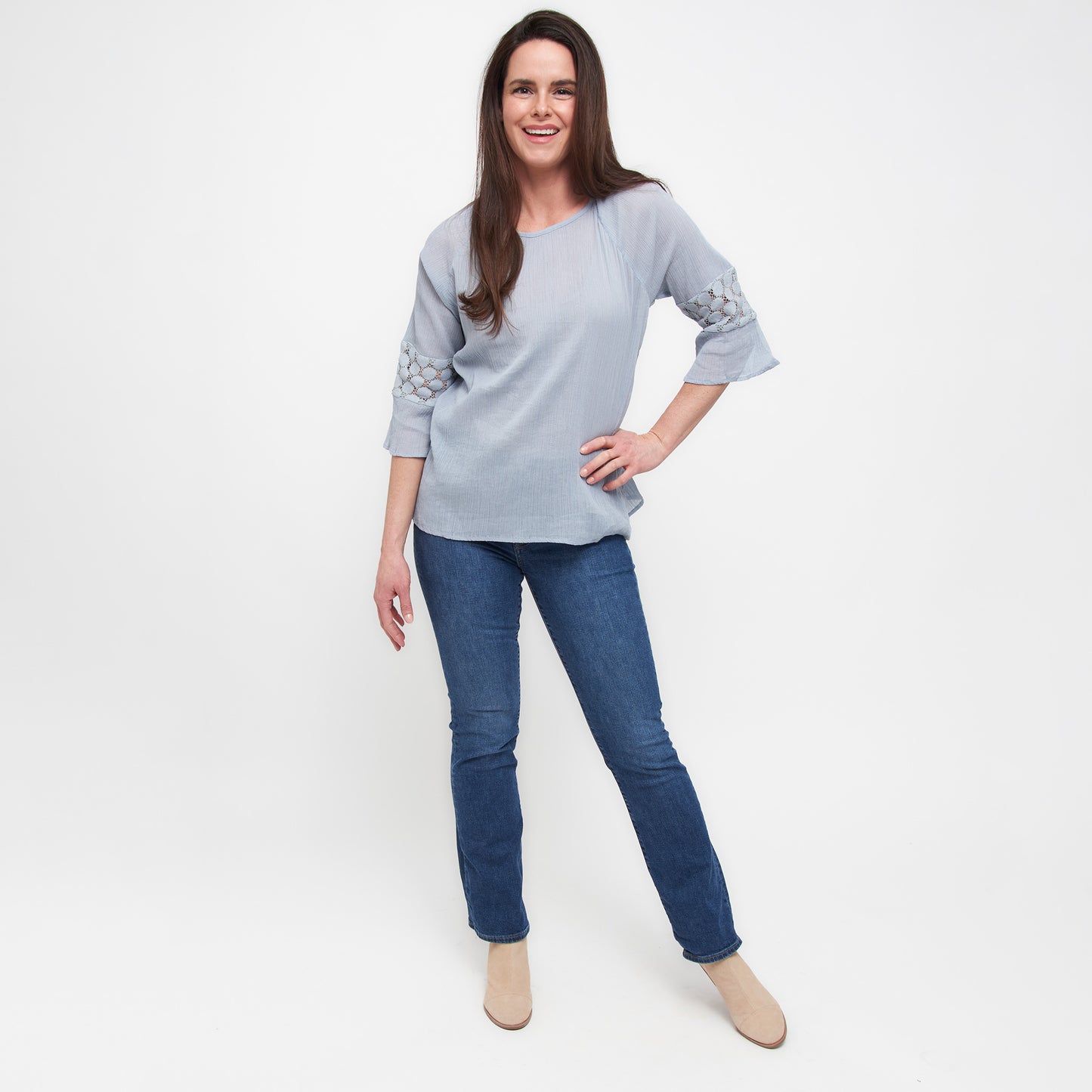 Skylah Celestial Blue Raglan Sleeve Blouse