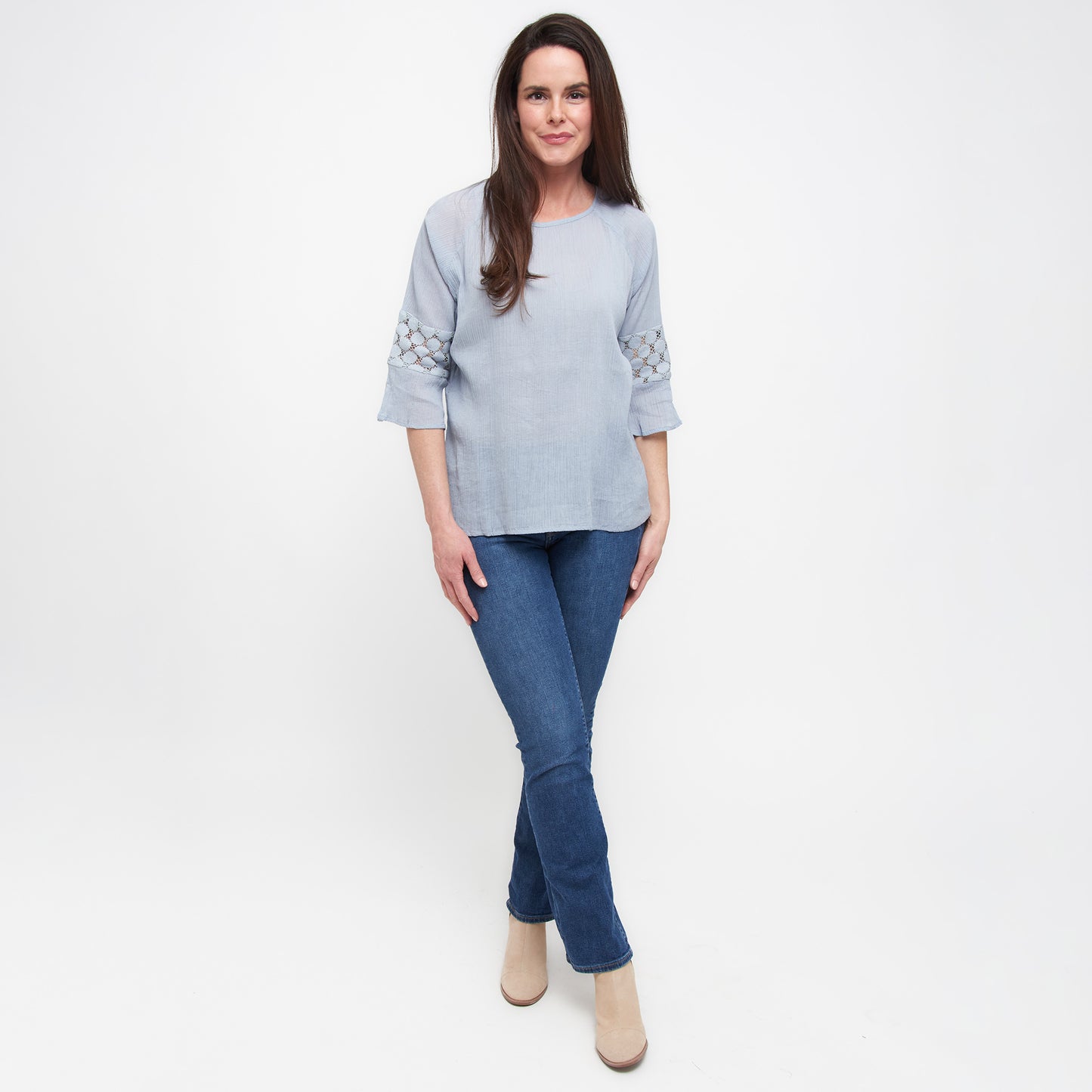 Skylah Celestial Blue Raglan Sleeve Blouse
