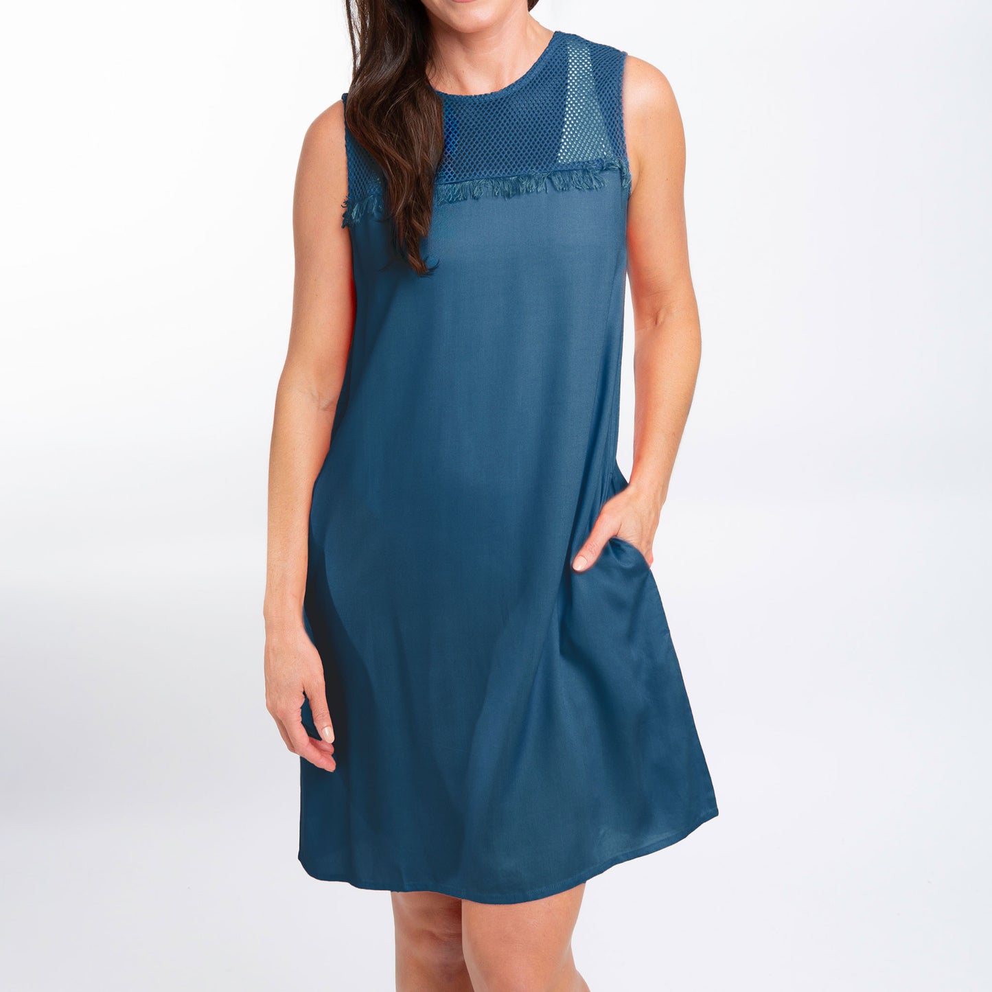 Tahlee Sleeveless Crew Neck Tank Dress Cover Up