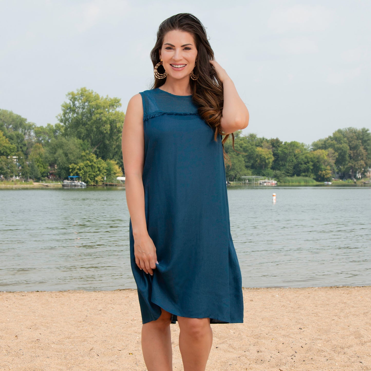 Tahlee Sleeveless Crew Neck Tank Dress Cover Up
