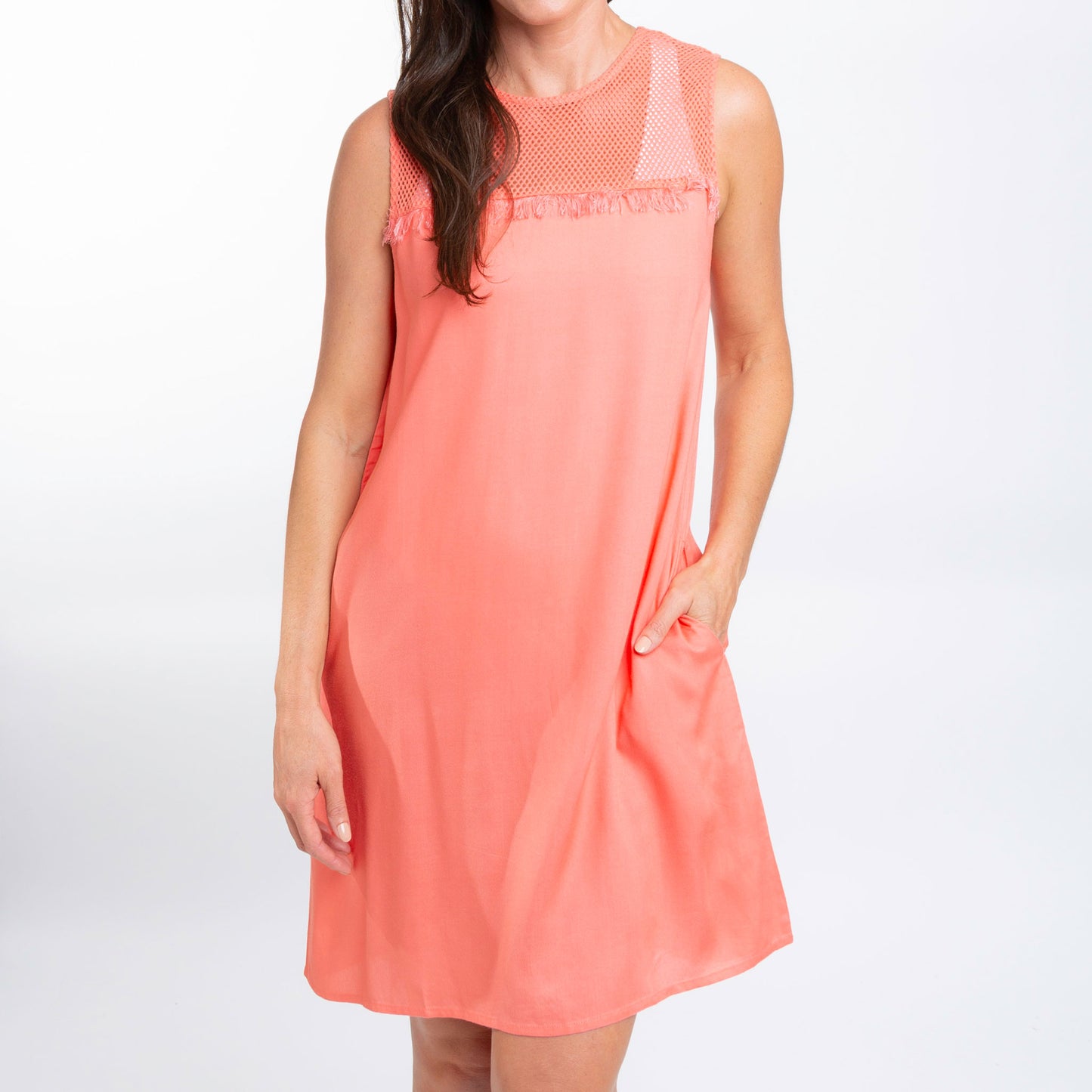 Tahlee Sleeveless Crew Neck Tank Dress Cover Up