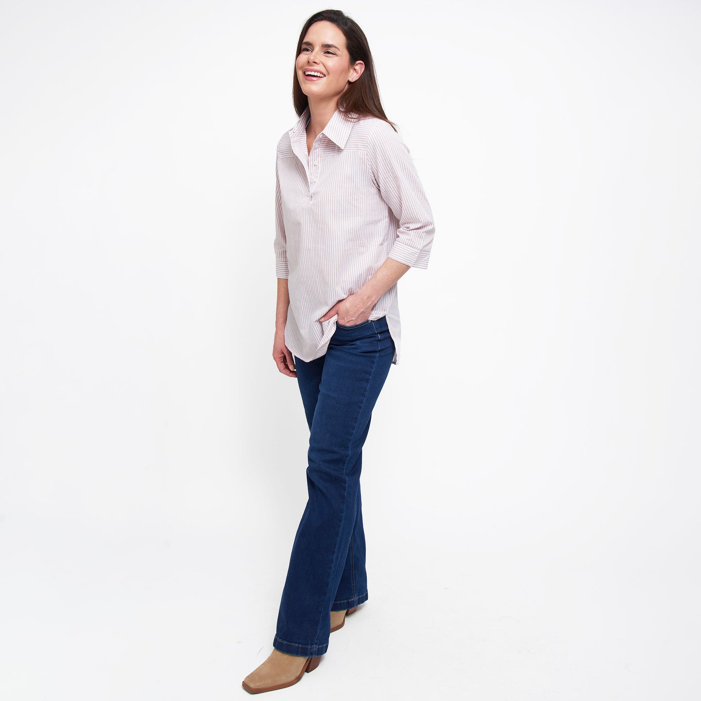 Lakelyn 3/4 Cuff Sleeve Collared Cotton Blouse