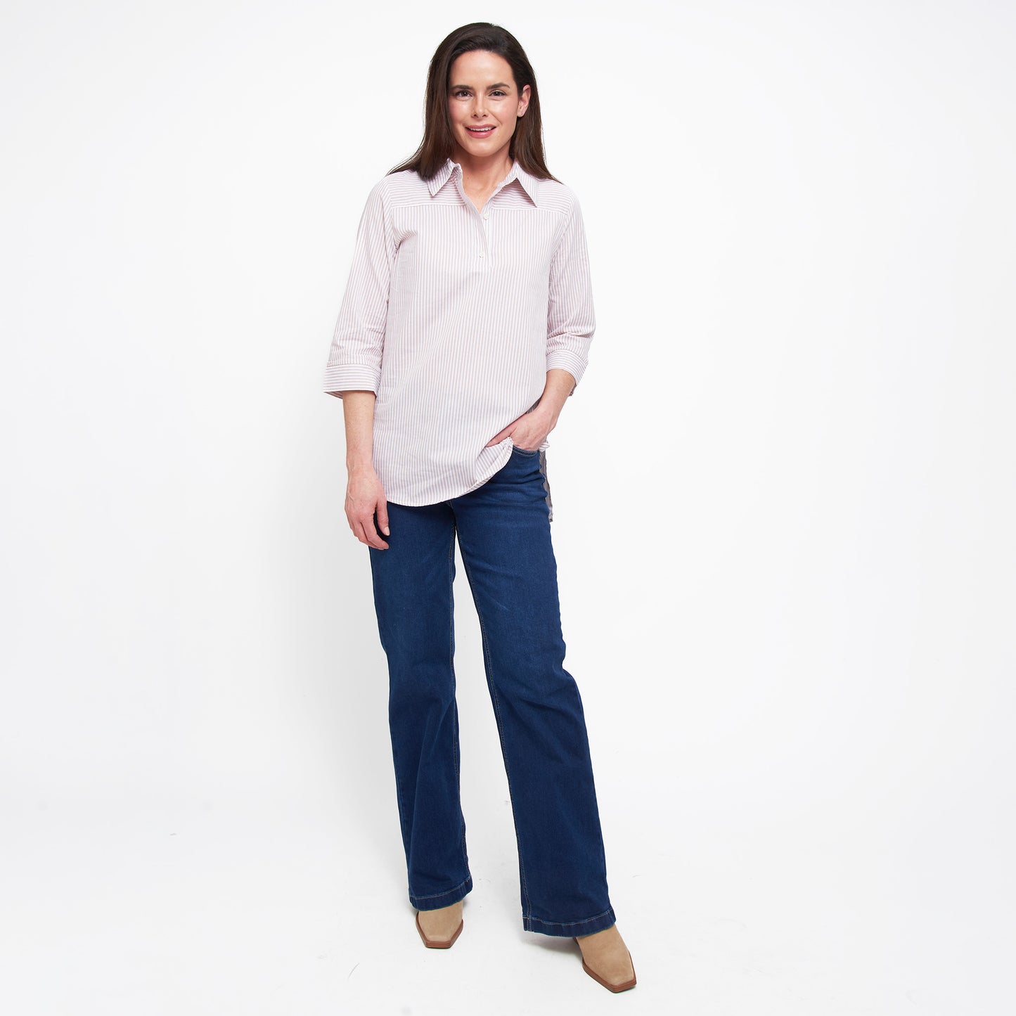 Lakelyn 3/4 Cuff Sleeve Collared Cotton Blouse