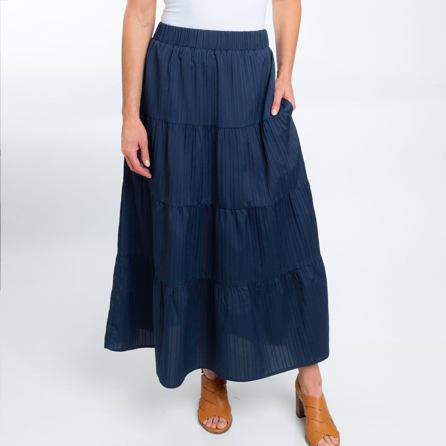 McKay Tiered Rosewater Maxi Skirt with Pockets