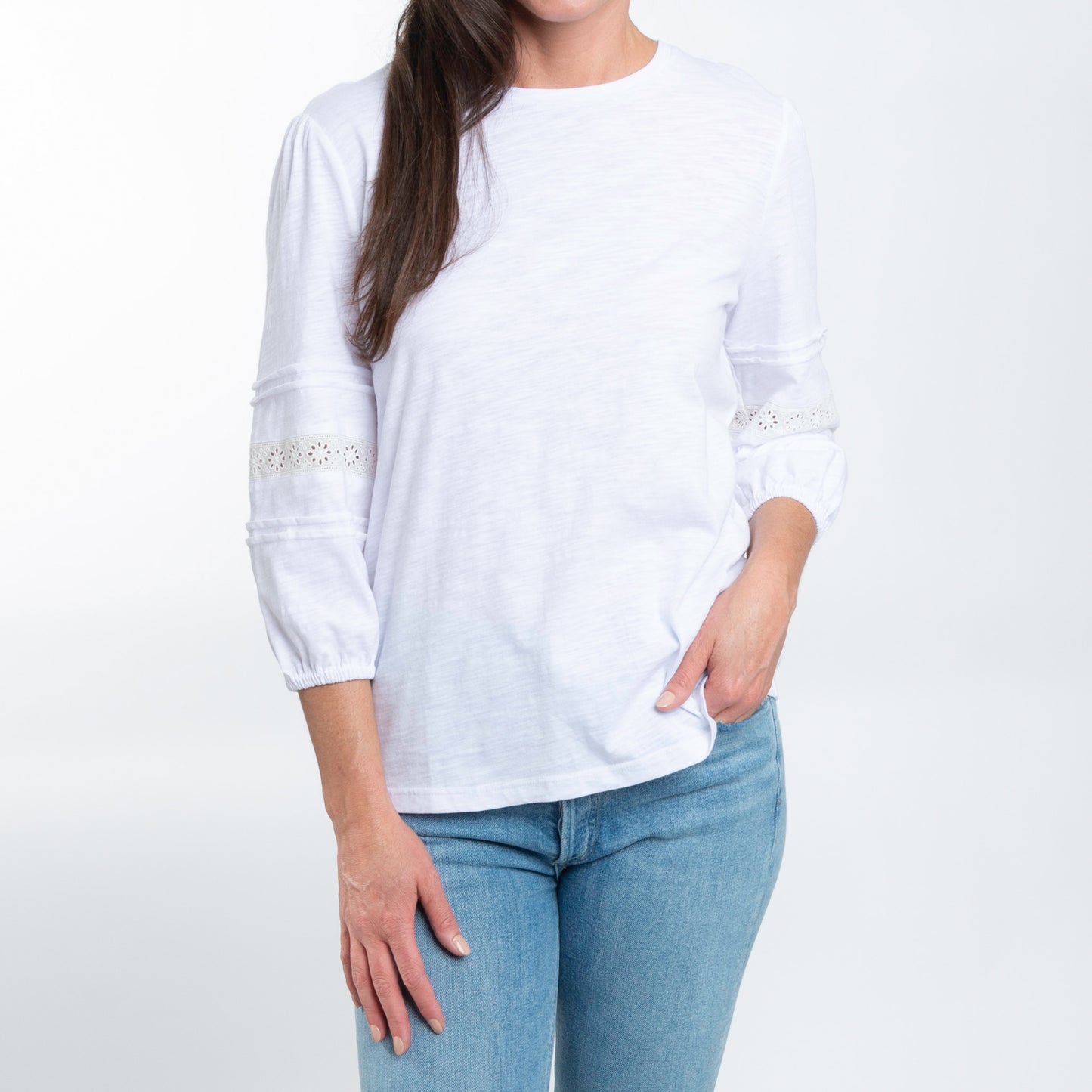 Cassidy 3/4 Sleeve Crew Neck Blouse Top