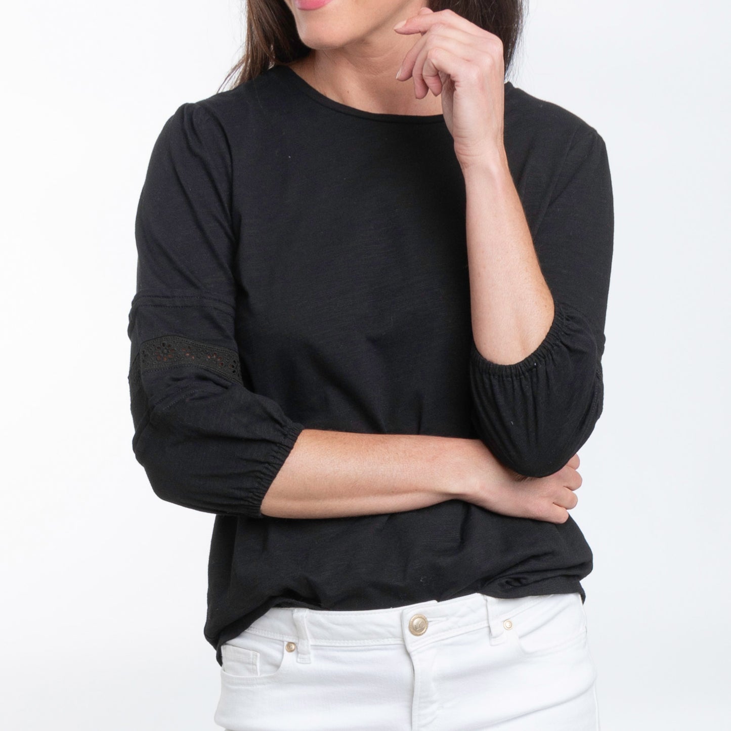 Cassidy 3/4 Sleeve Crew Neck Blouse Top