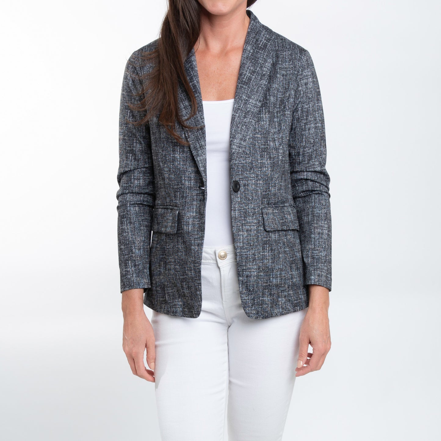 Gemma Stretch Jersey Heathered Black Blazer