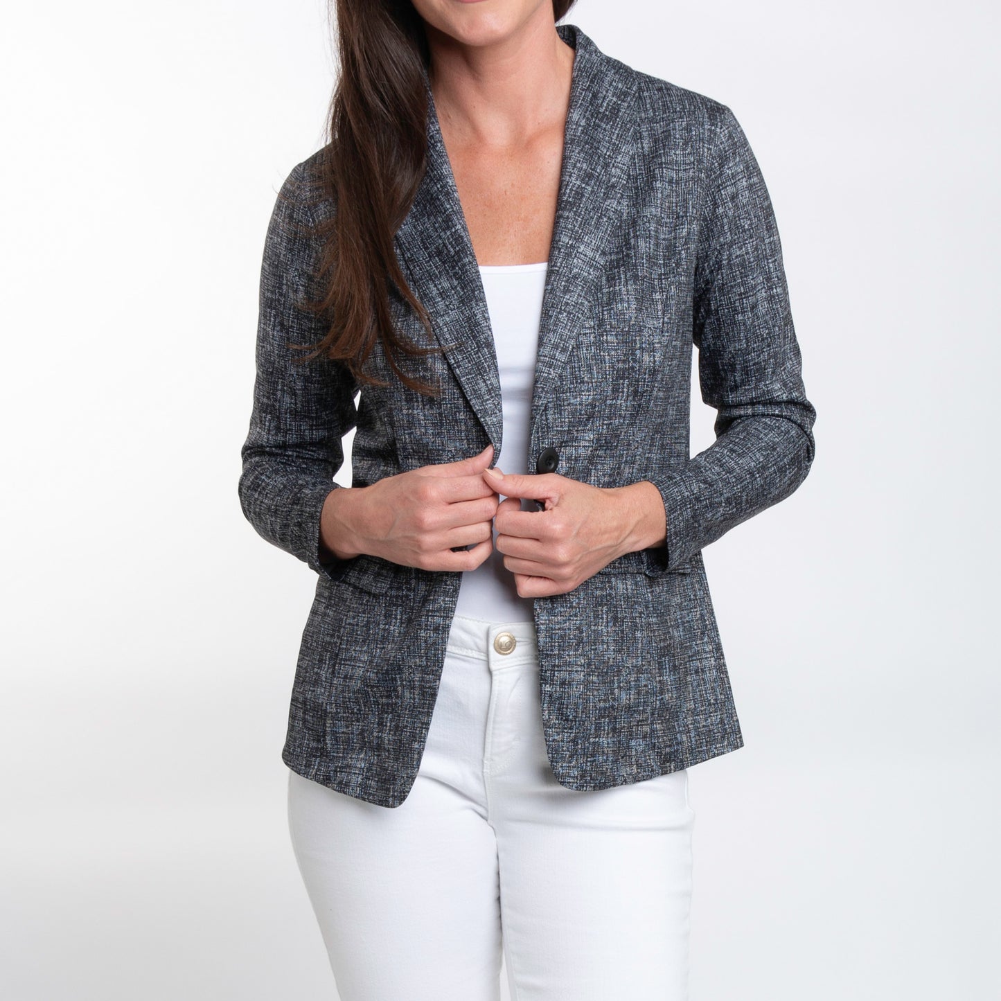 Gemma Stretch Jersey Heathered Black Blazer