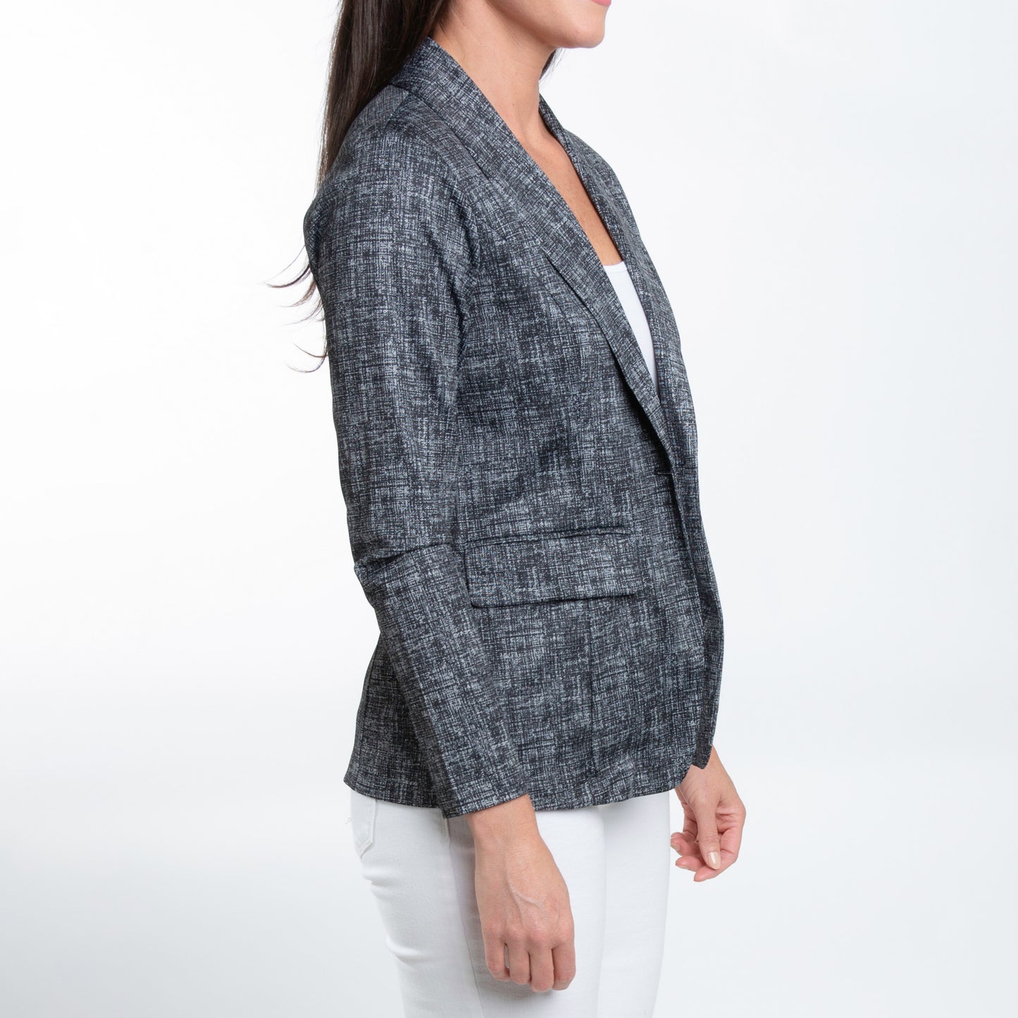 Gemma Stretch Jersey Heathered Black Blazer