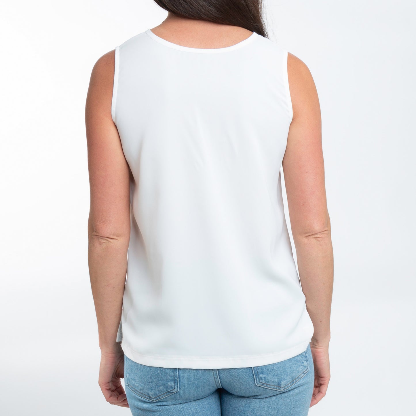 Indie Sleeveless V-Neck White Tank Top Blouse