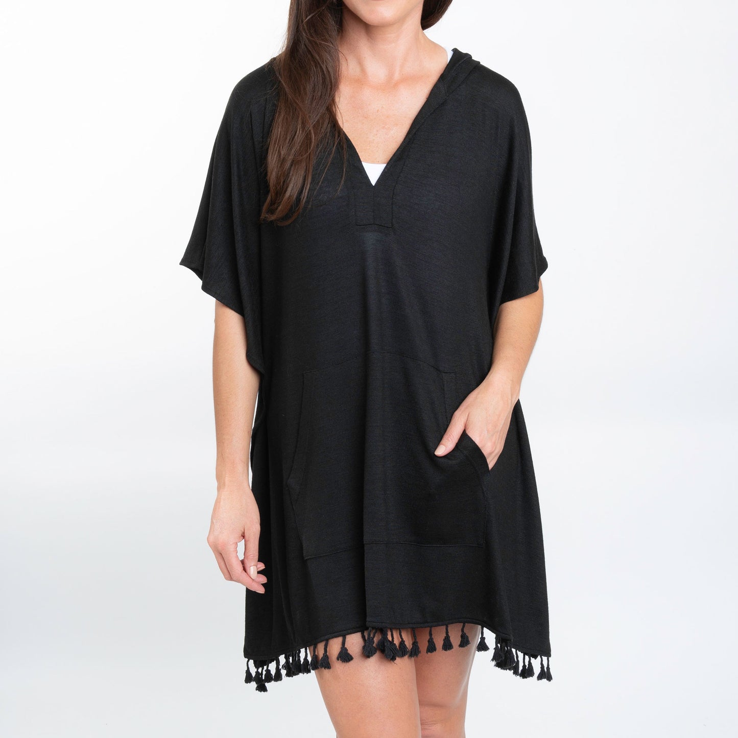 Naomi One Size Hooded Poncho Swimsuit Cover Up