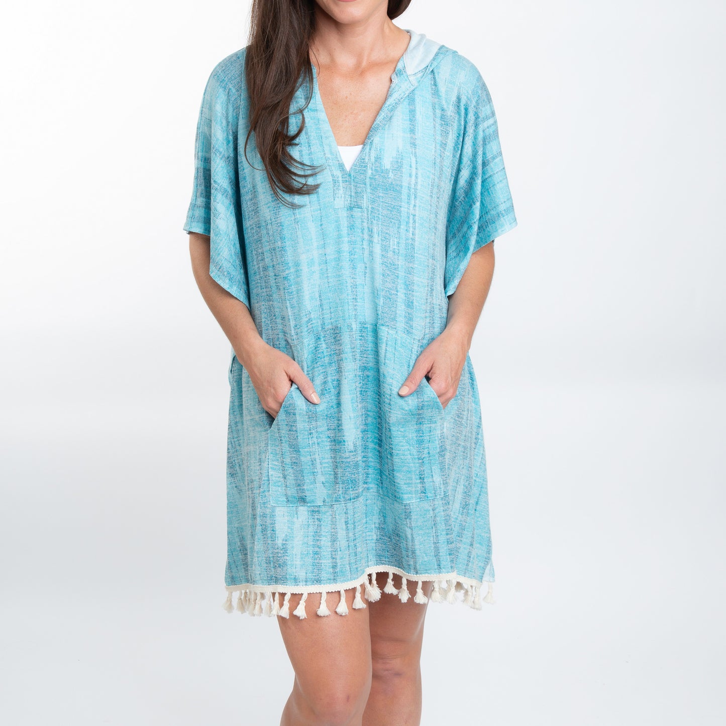 Naomi One Size Hooded Poncho Swimsuit Cover Up