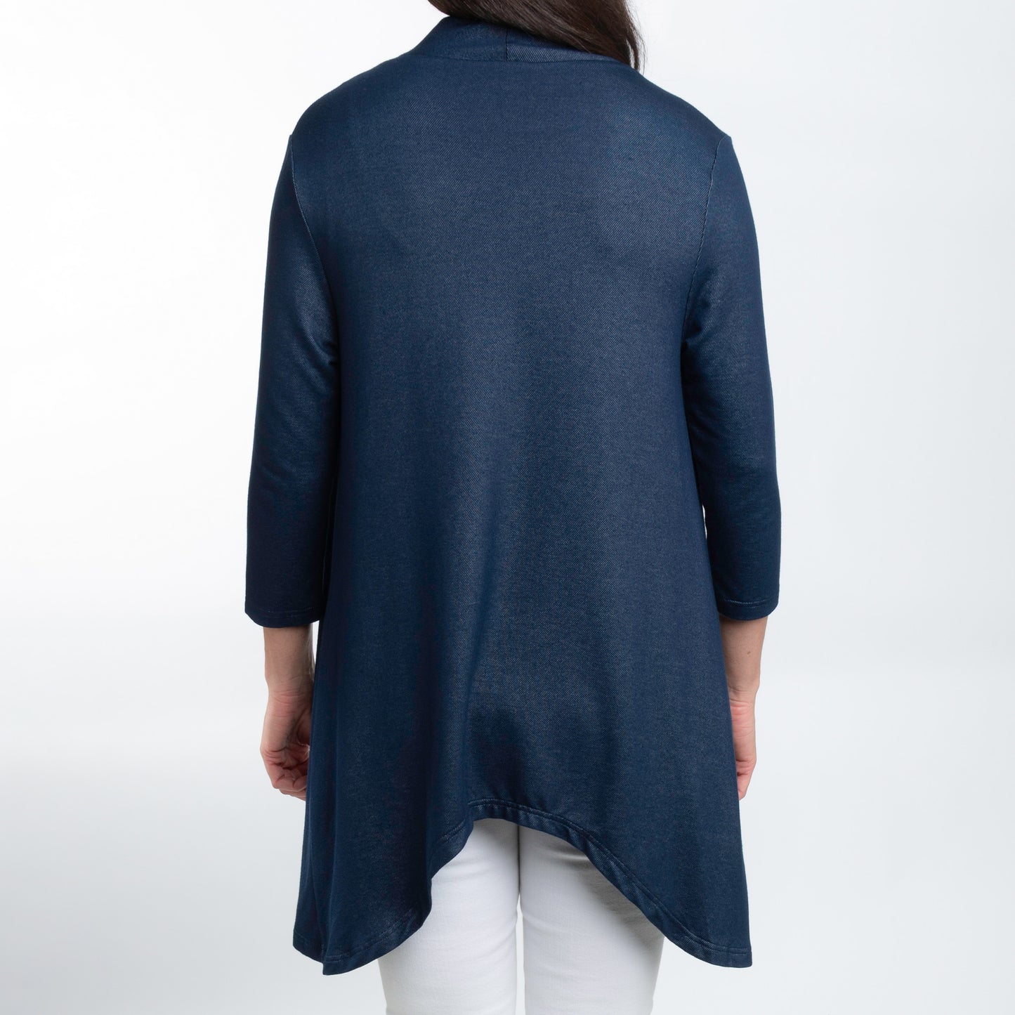 Diana 3/4 Sleeve Stretch Knit Denim Duster Cardigan