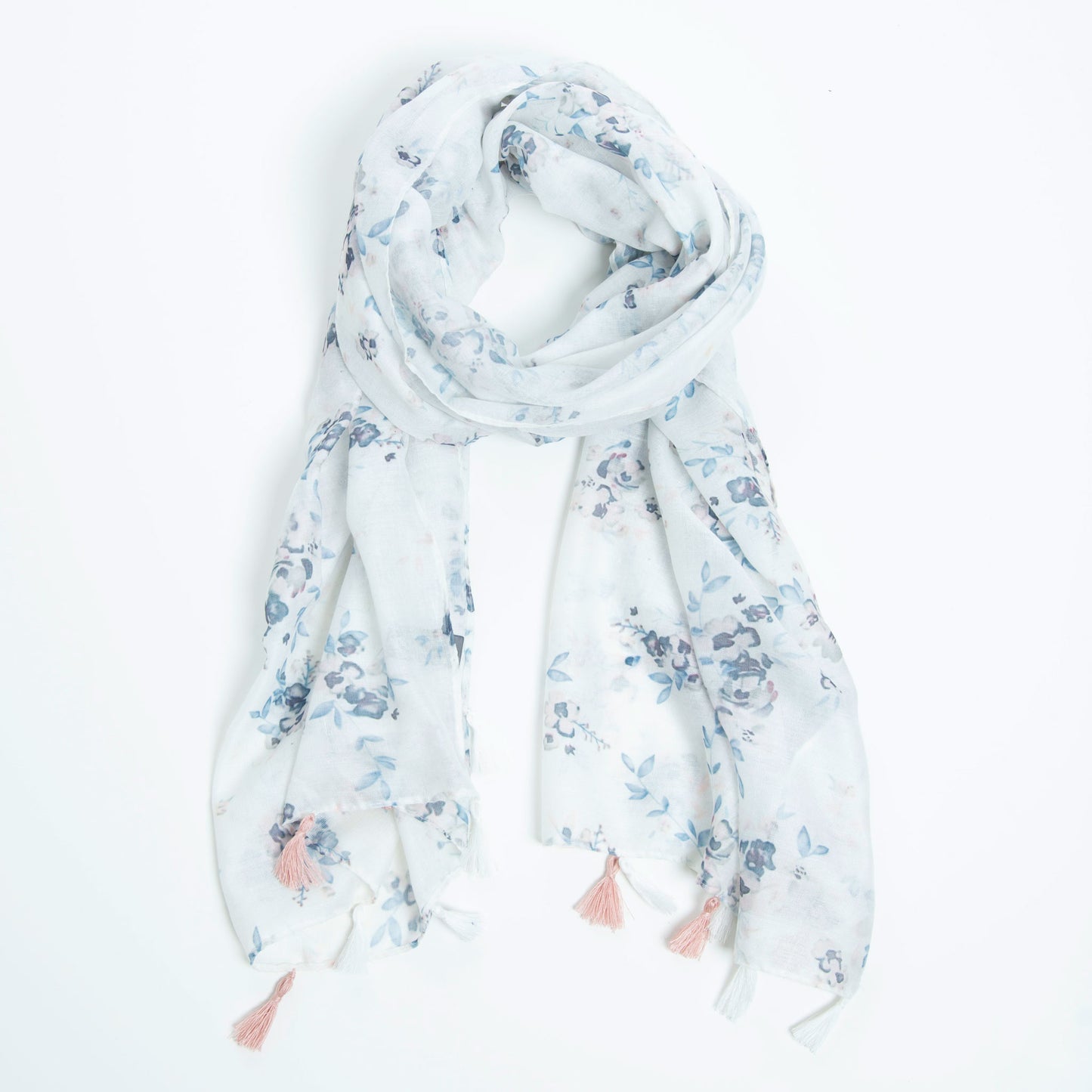 Maree Lightweight Floral Chiffon Fashion Scarf with Tassels