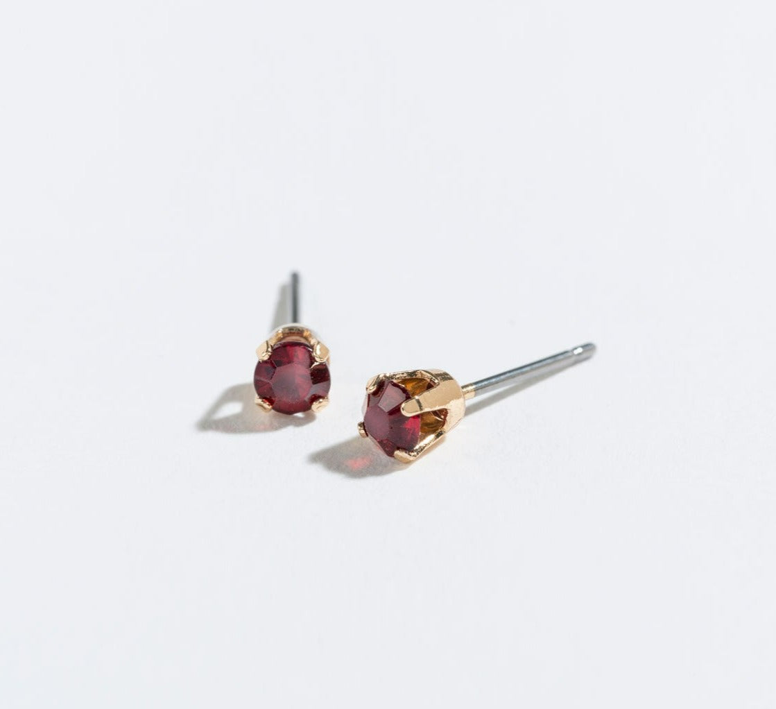 Solitaire Round Cut Birthstone Stud Earrings