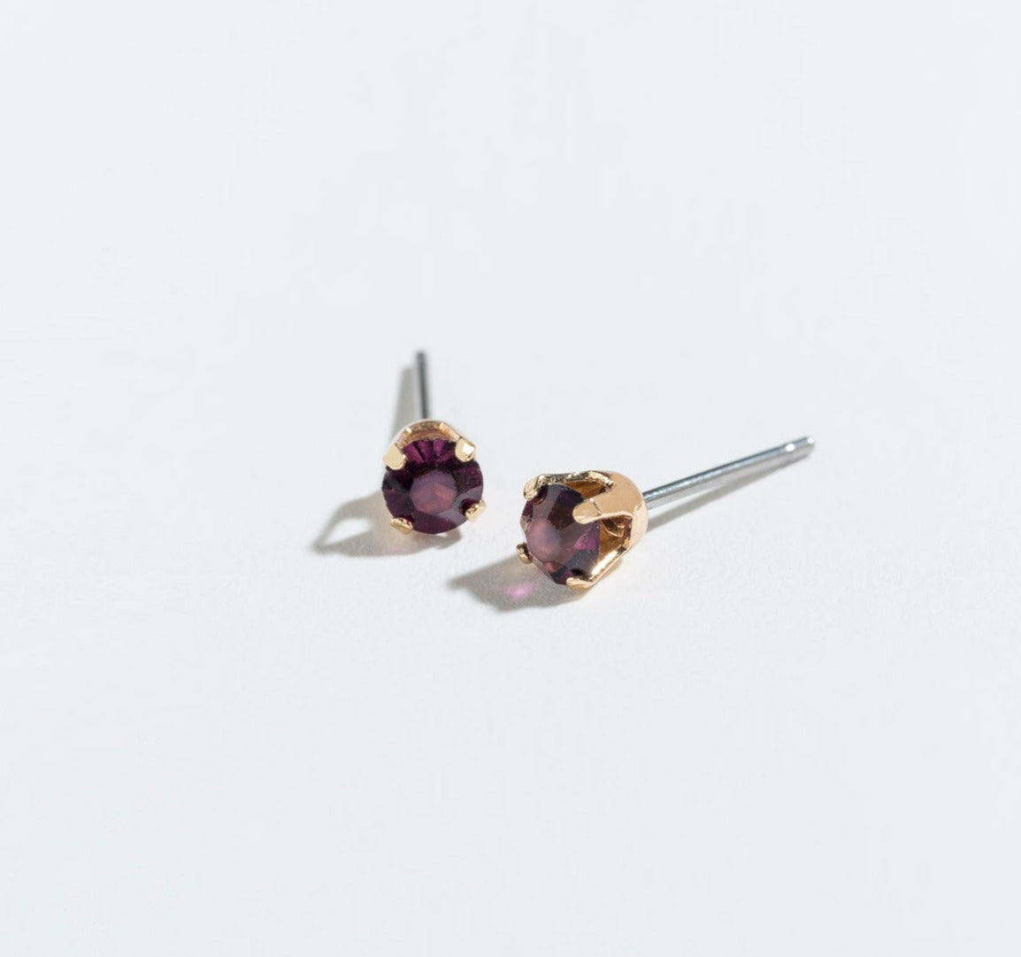 Solitaire Round Cut Birthstone Stud Earrings