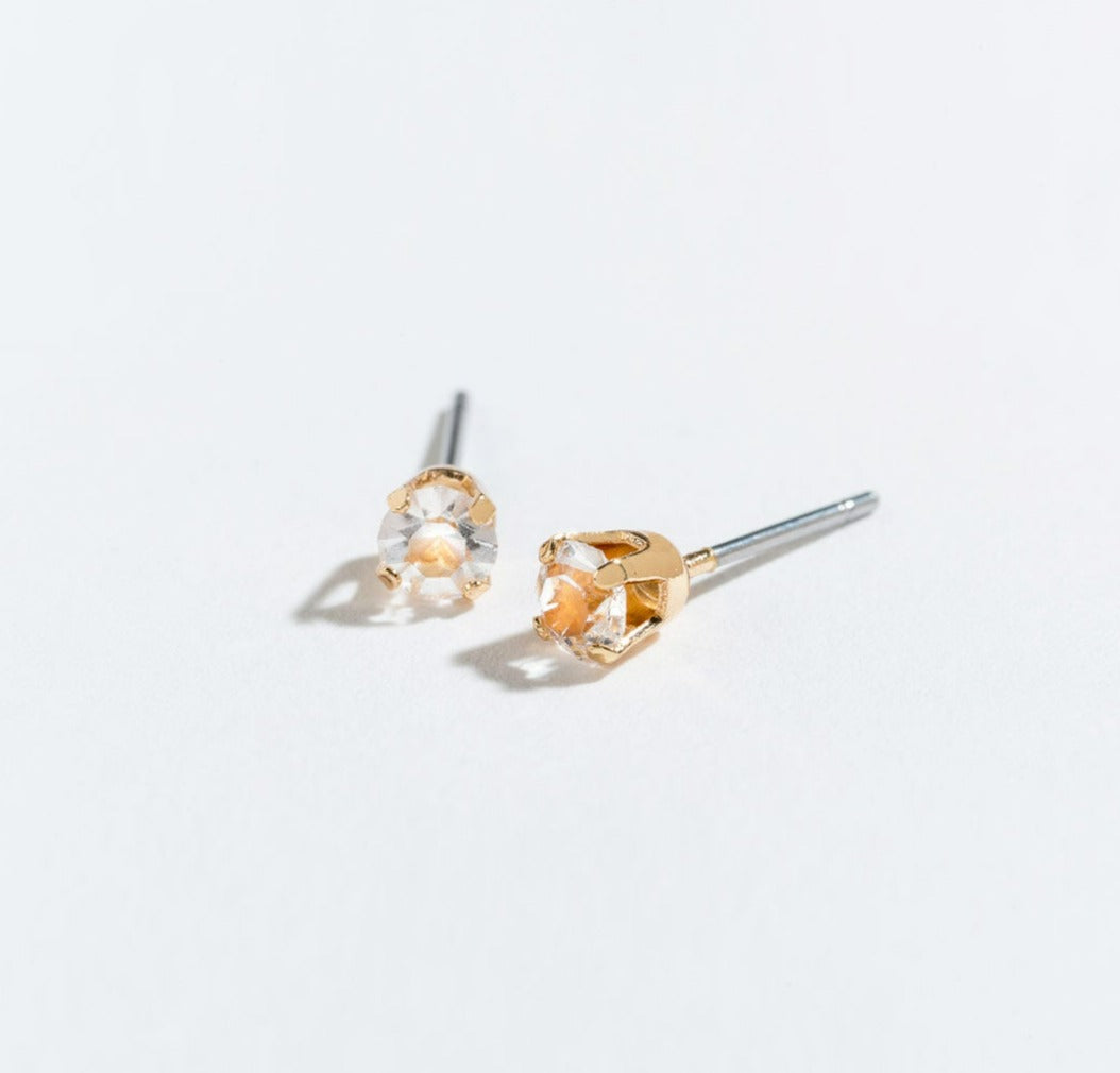 Solitaire Round Cut Birthstone Stud Earrings