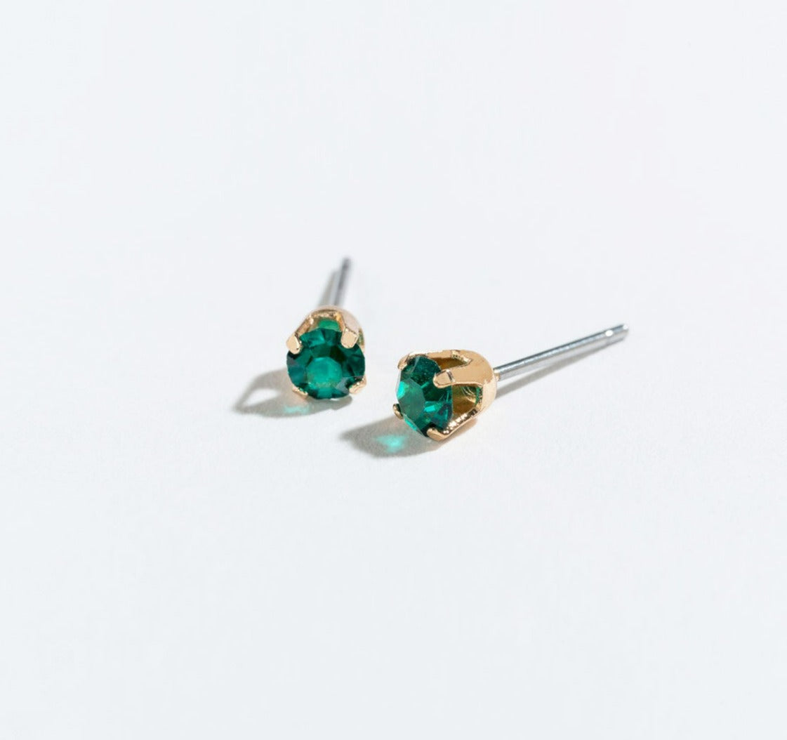 Solitaire Round Cut Birthstone Stud Earrings