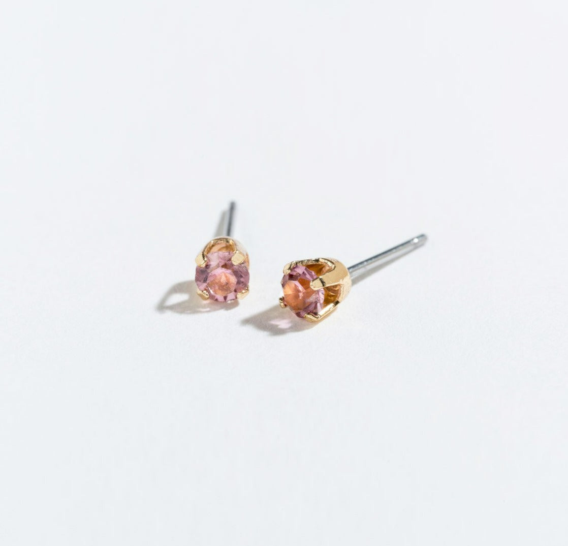 Solitaire Round Cut Birthstone Stud Earrings