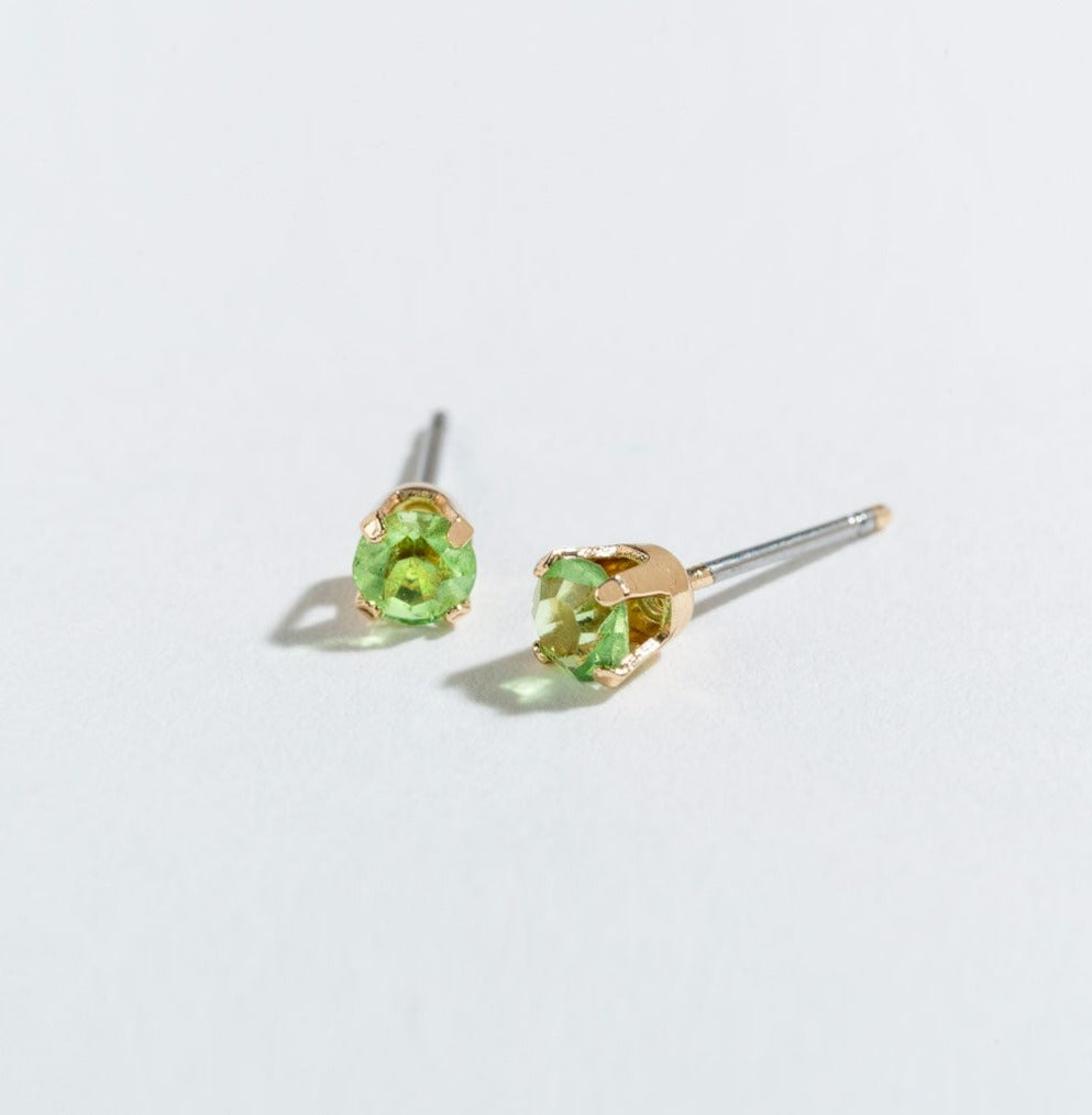 Solitaire Round Cut Birthstone Stud Earrings