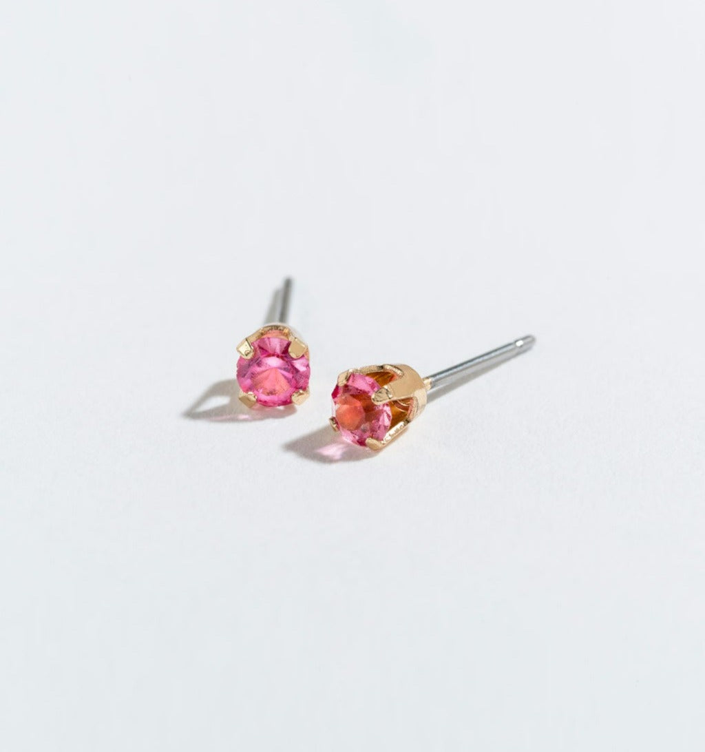 Solitaire Round Cut Birthstone Stud Earrings