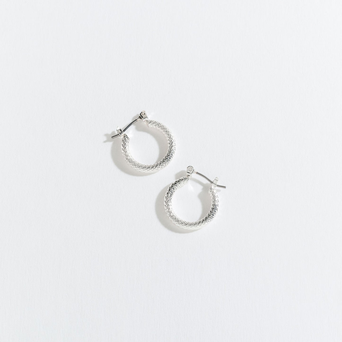 Texture Silver Hoop Earrings