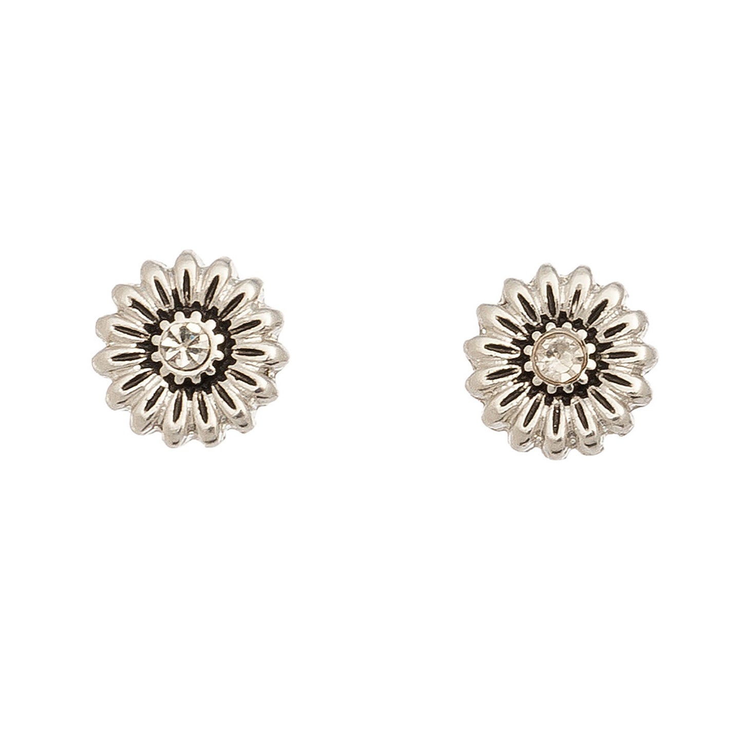 Antique Silver Flower Stud Earrings