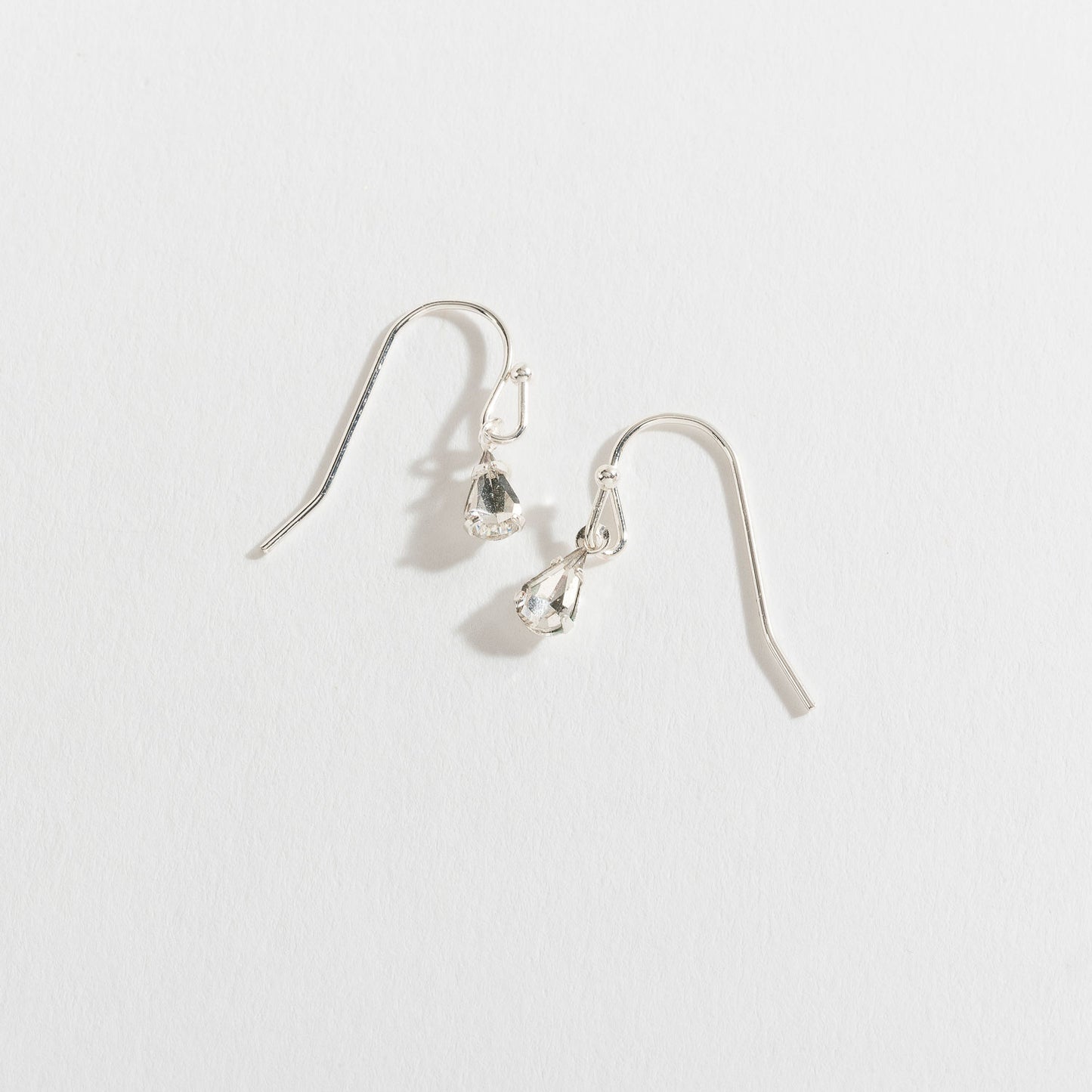 Silver Gem Teardrop Earrings