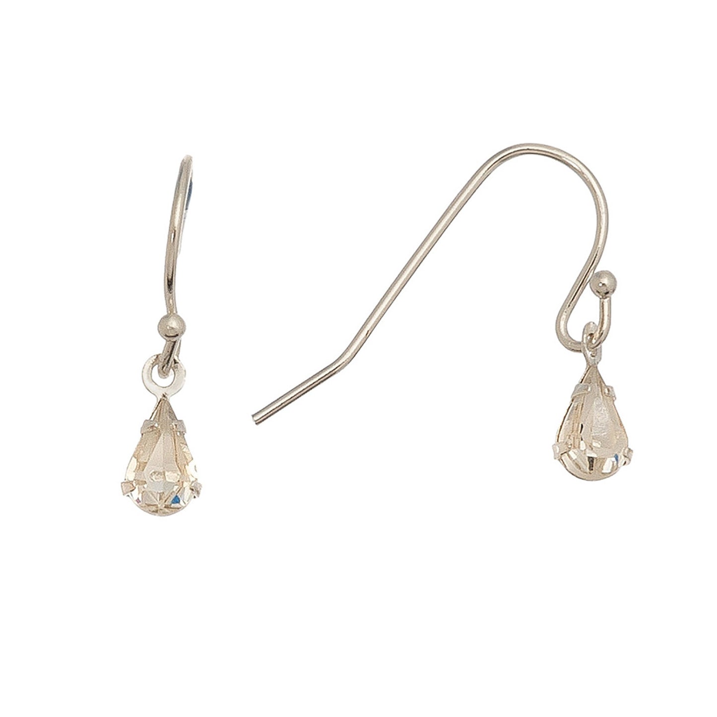 Silver Gem Teardrop Earrings