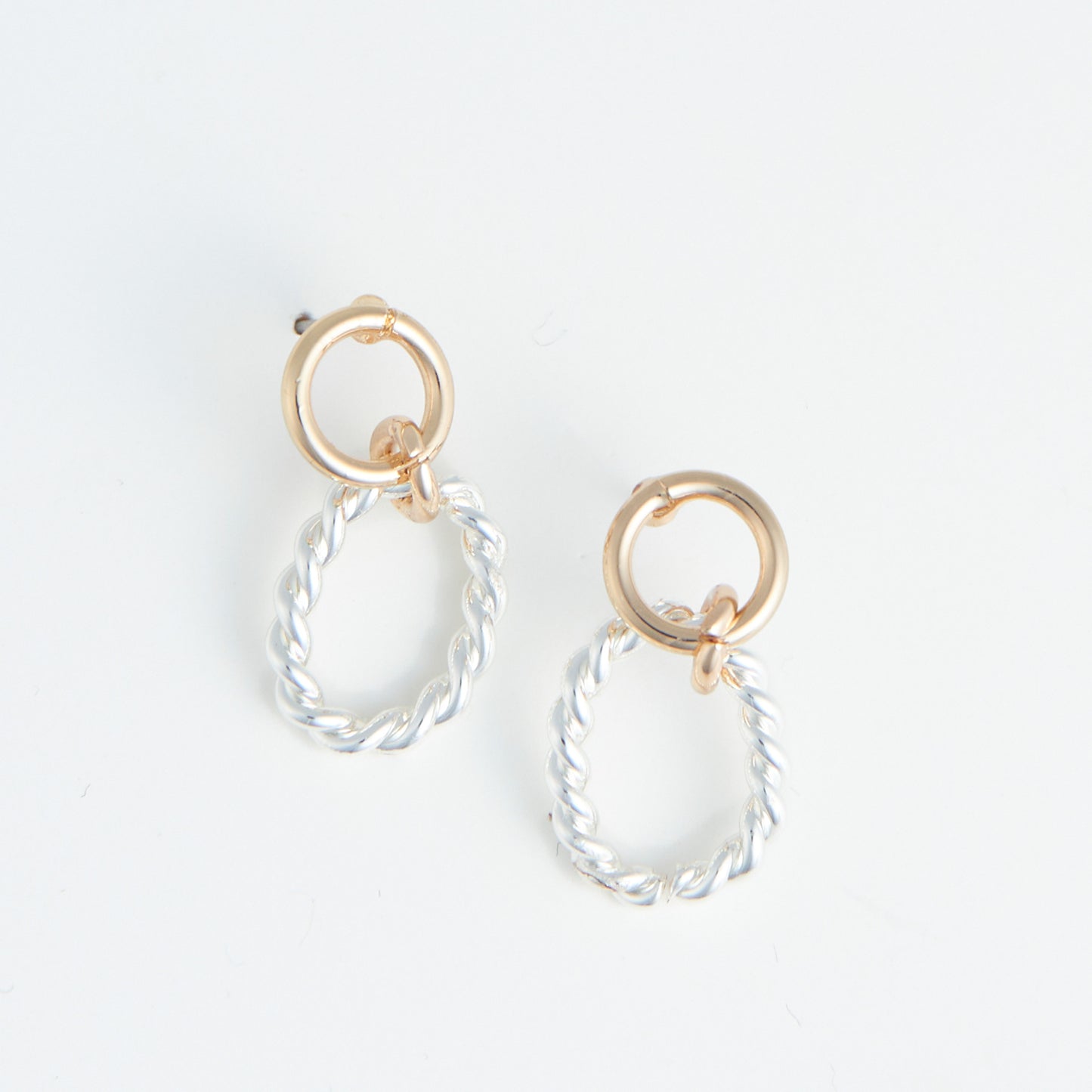 Ear Sense Two Tone Rope Drop Earrings