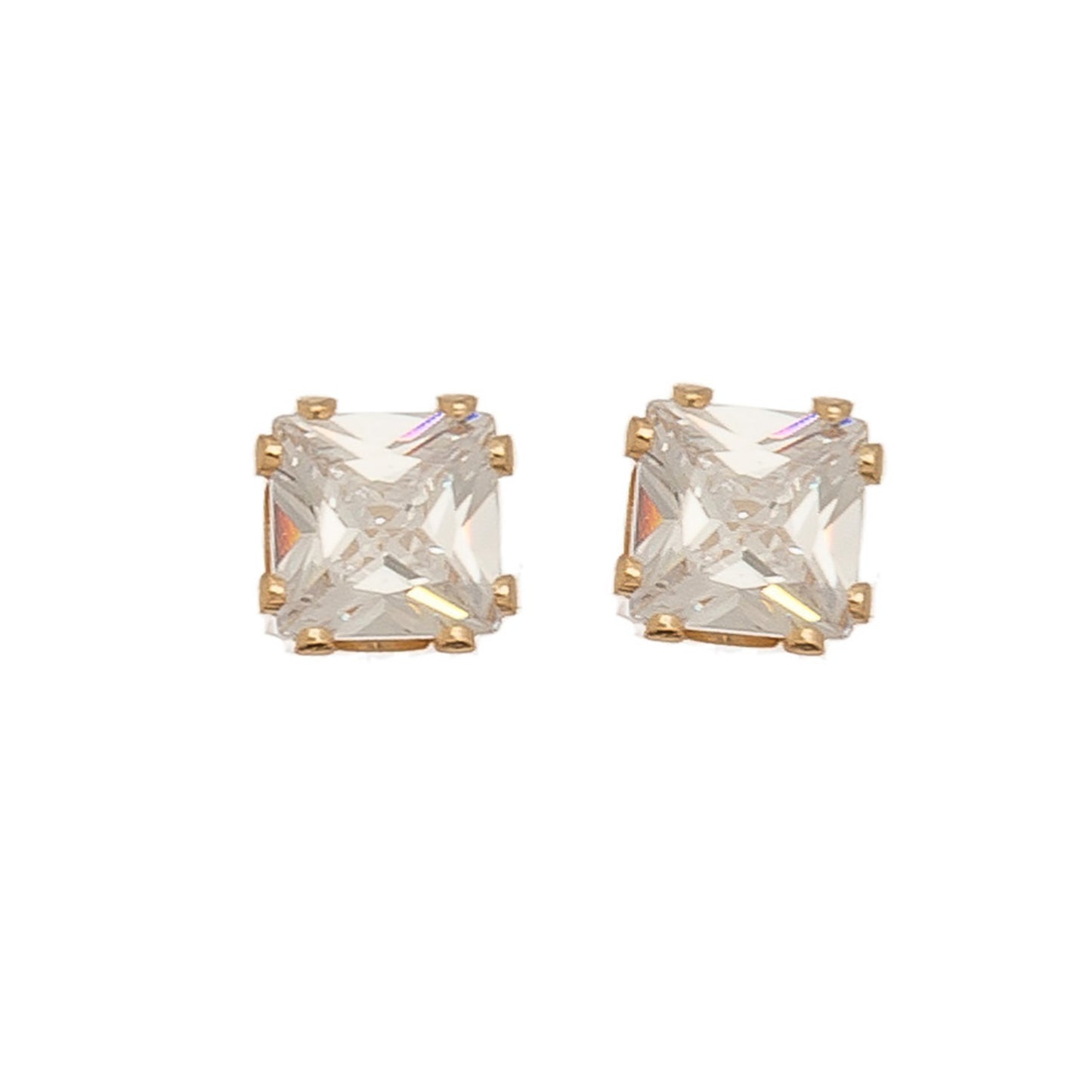 6mm Square Cubic Zirconia Stud Earrings