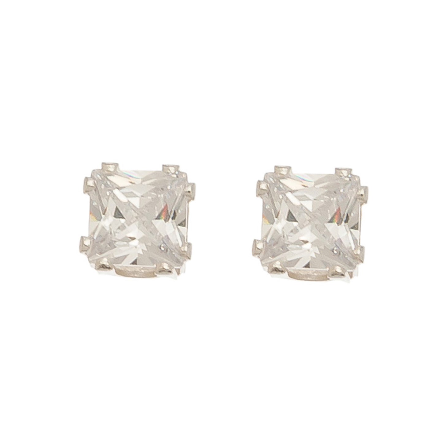 6mm Square Cubic Zirconia Stud Earrings