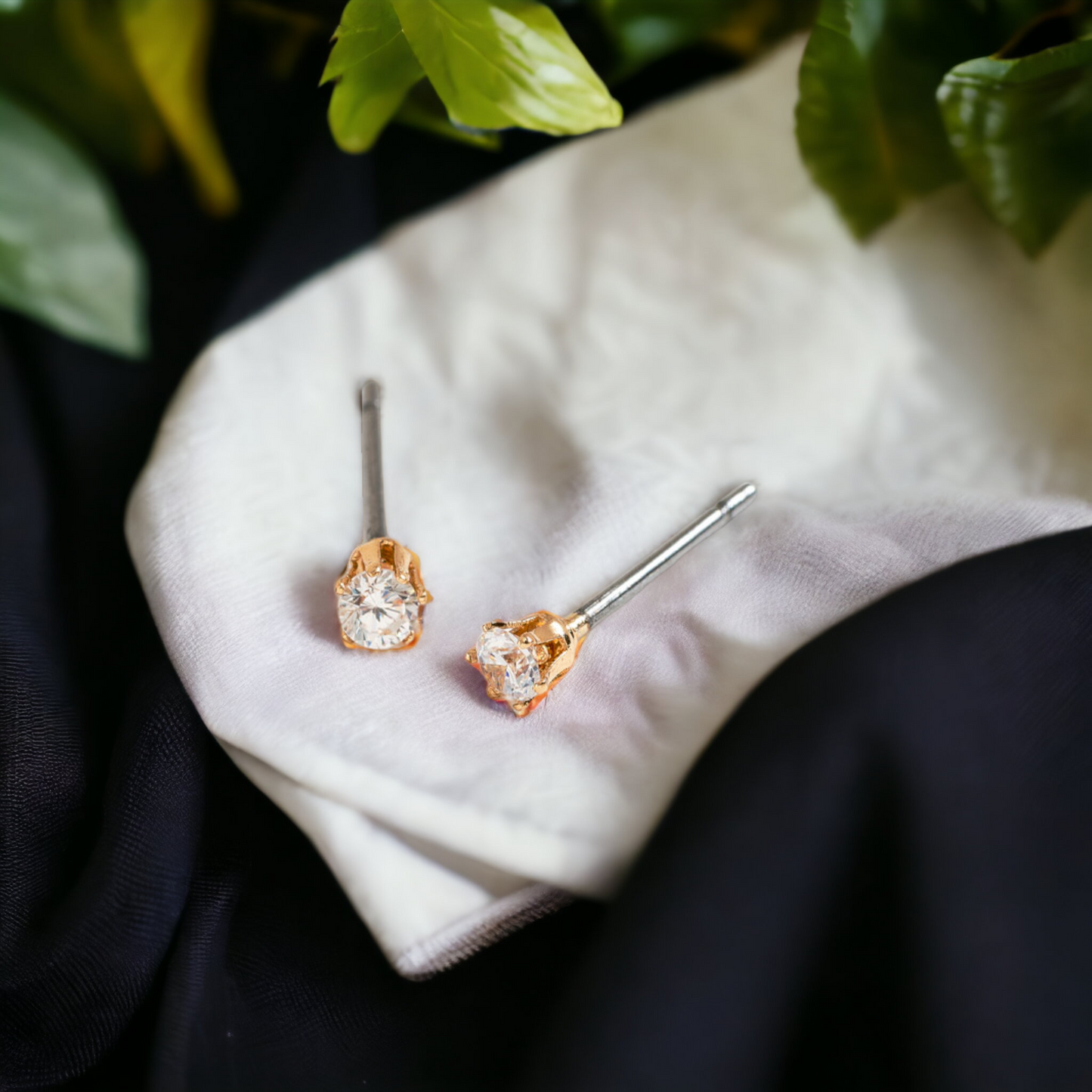 2mm Cubic Zirconia Stud Earrings