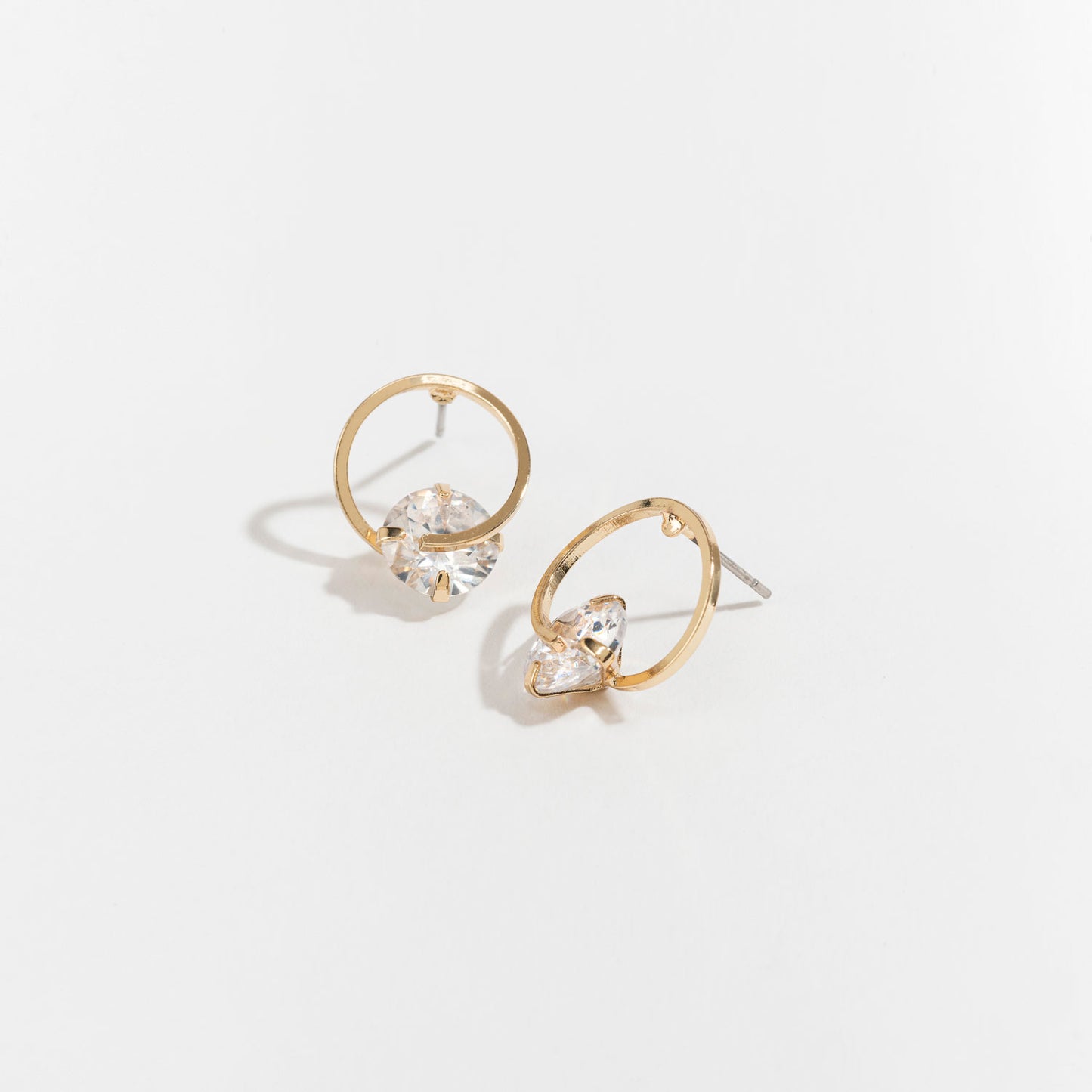 Cubic Zirconia Circle Frame Stud Earrings