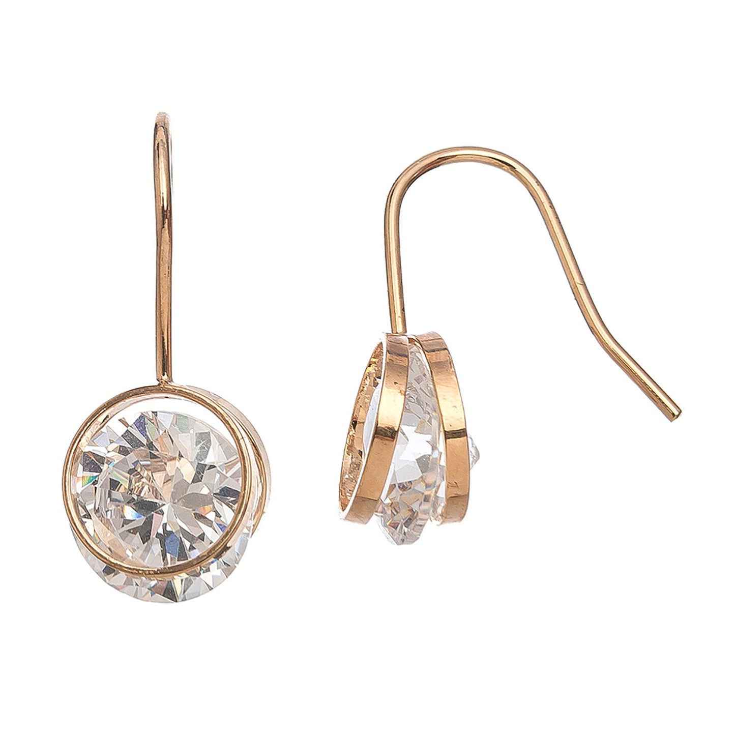 Cubic Zirconia Round Drop Earrings