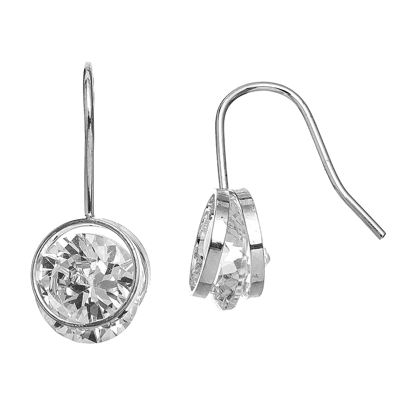 Cubic Zirconia Round Drop Earrings