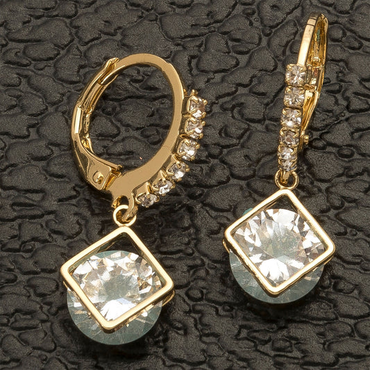 Cubic Zirconia Diamond Shape Hoop Earrings