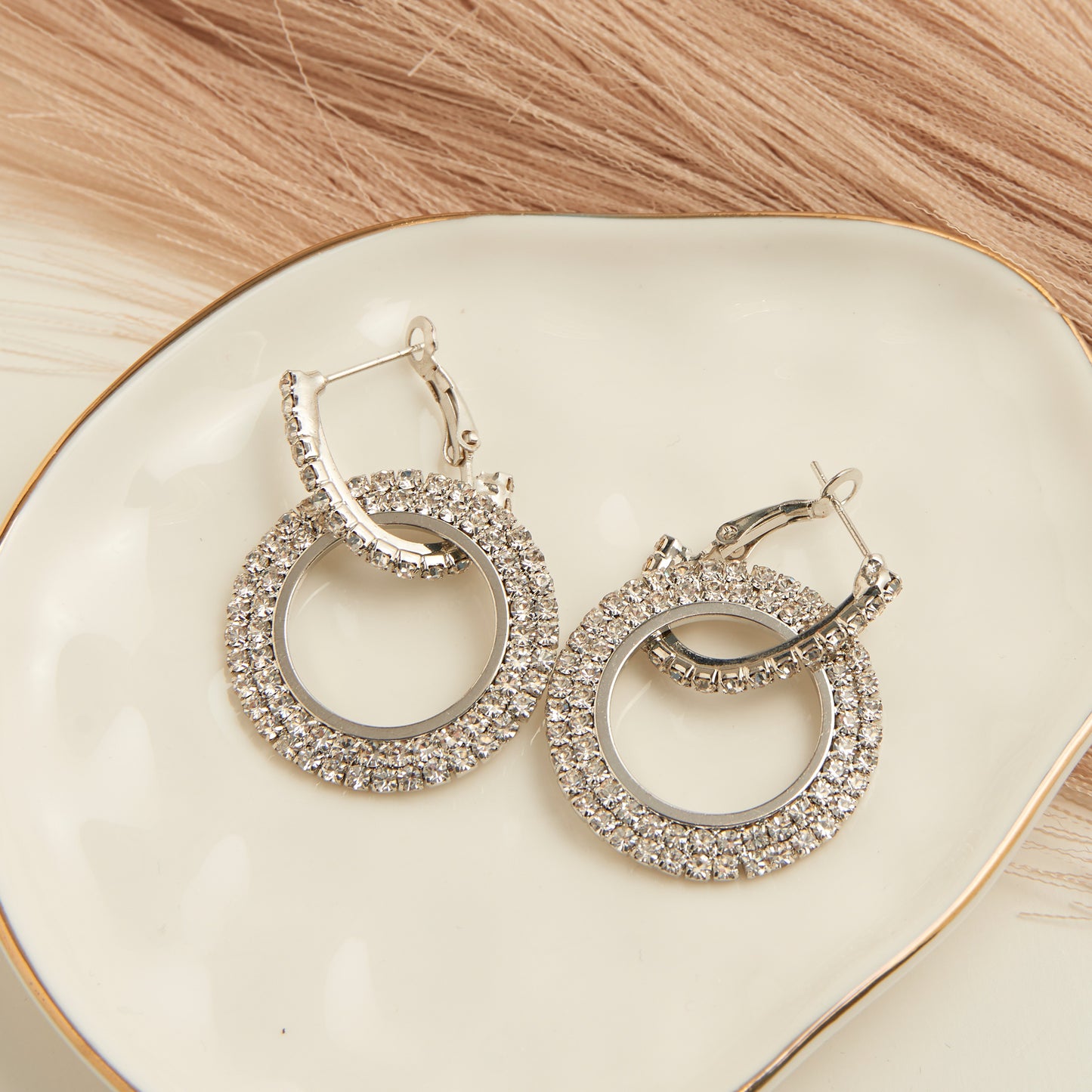 Dazzler Double Pave Cubic Zirconia Hoop Earrings