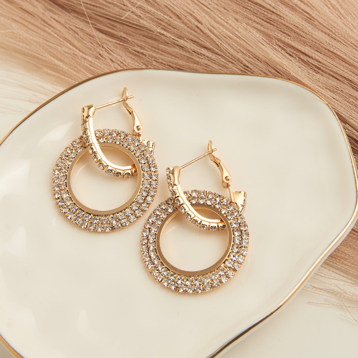 Dazzler Double Pave Cubic Zirconia Hoop Earrings