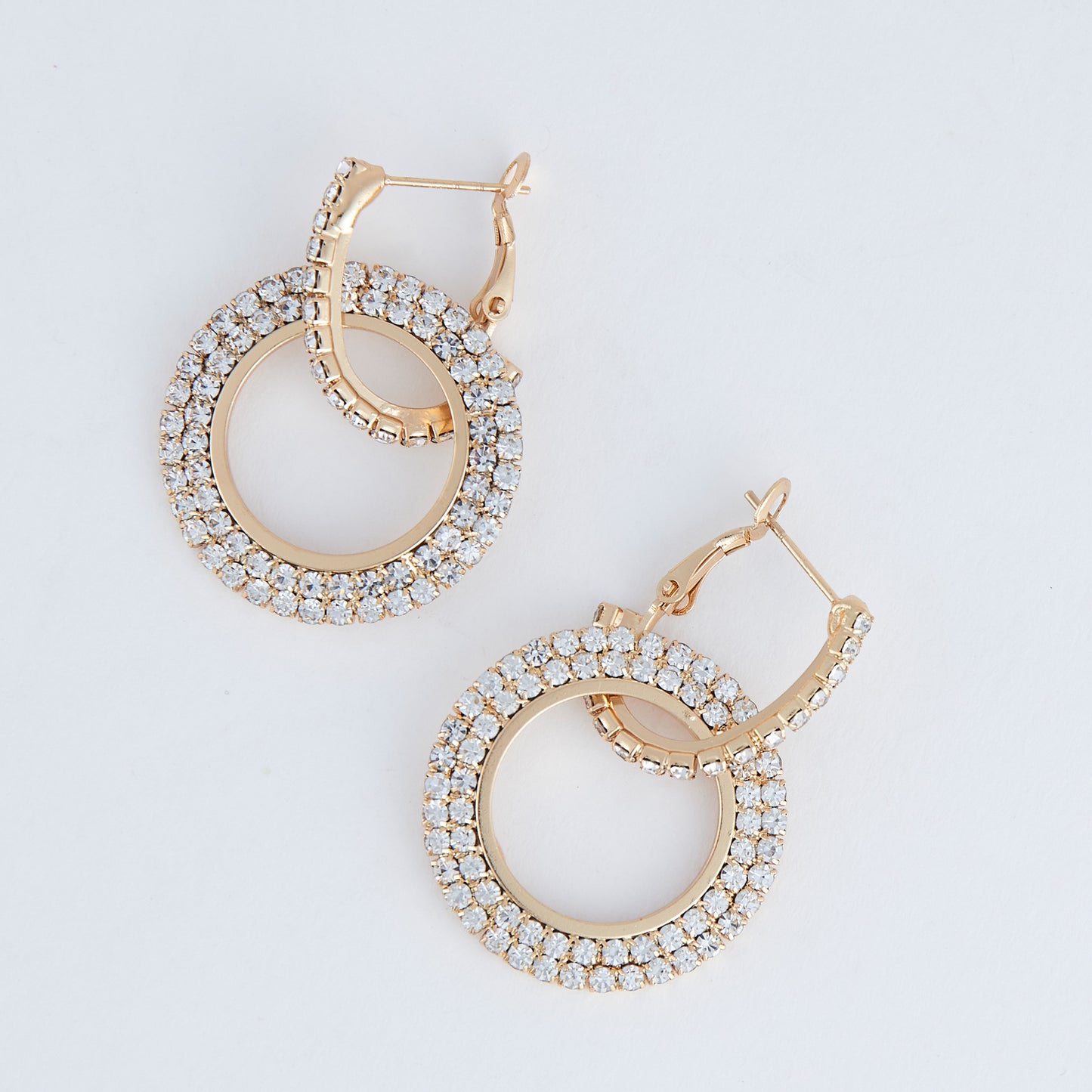 Dazzler Double Pave Cubic Zirconia Hoop Earrings