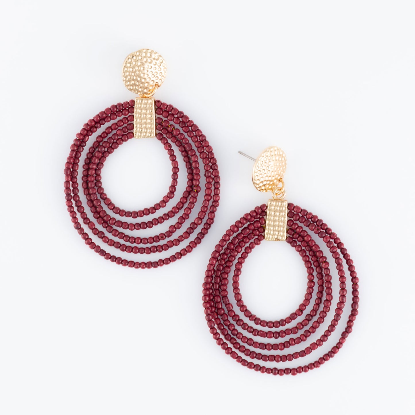 Marise Cabernet Hoop Seed Bead Earrings