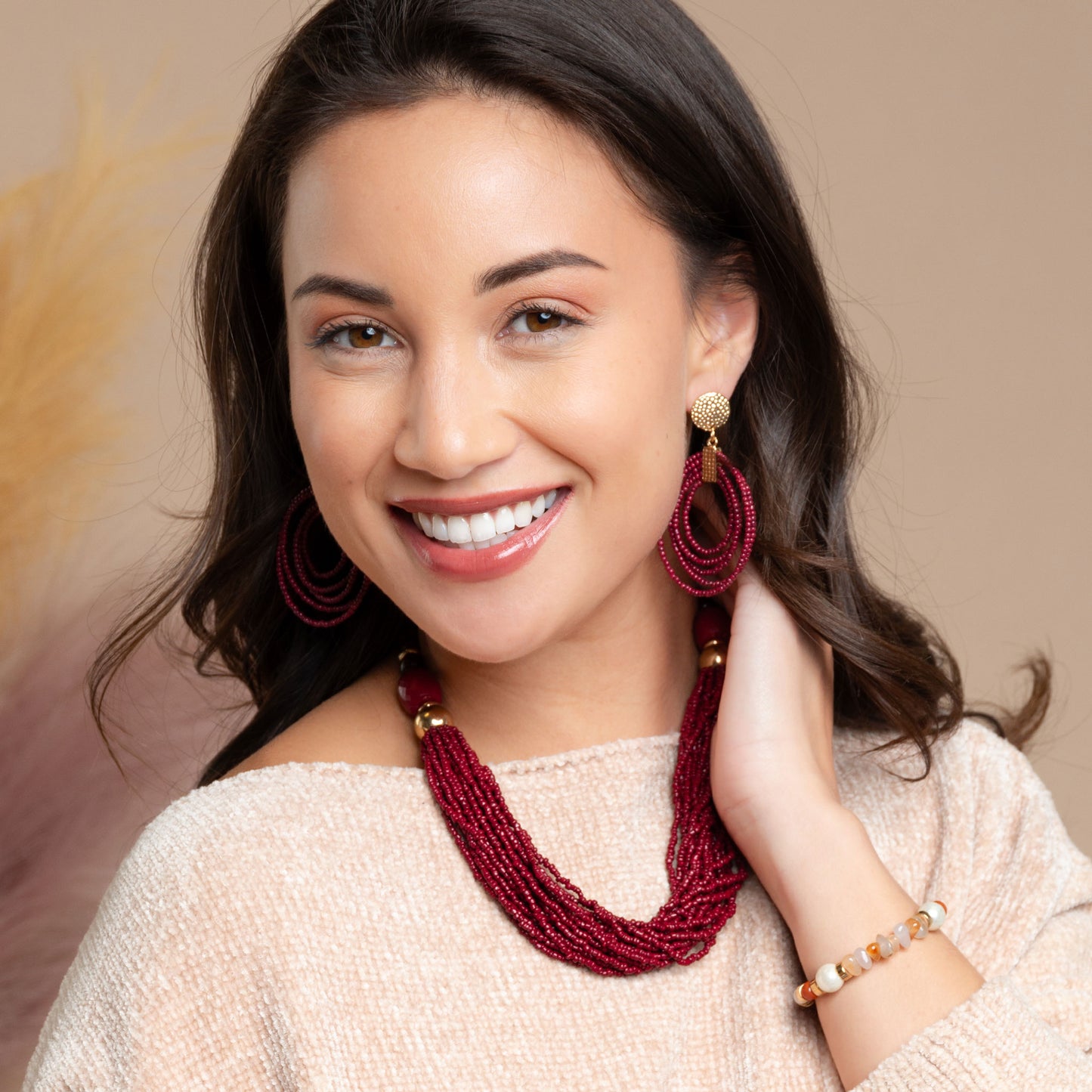 Safiya Cabernet 16" Seed Bead Necklace