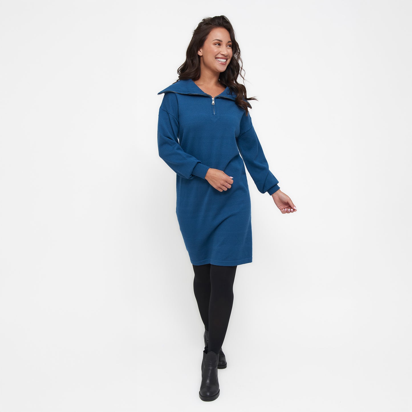 Alessia Quarter Zip Sweatshirt Dress