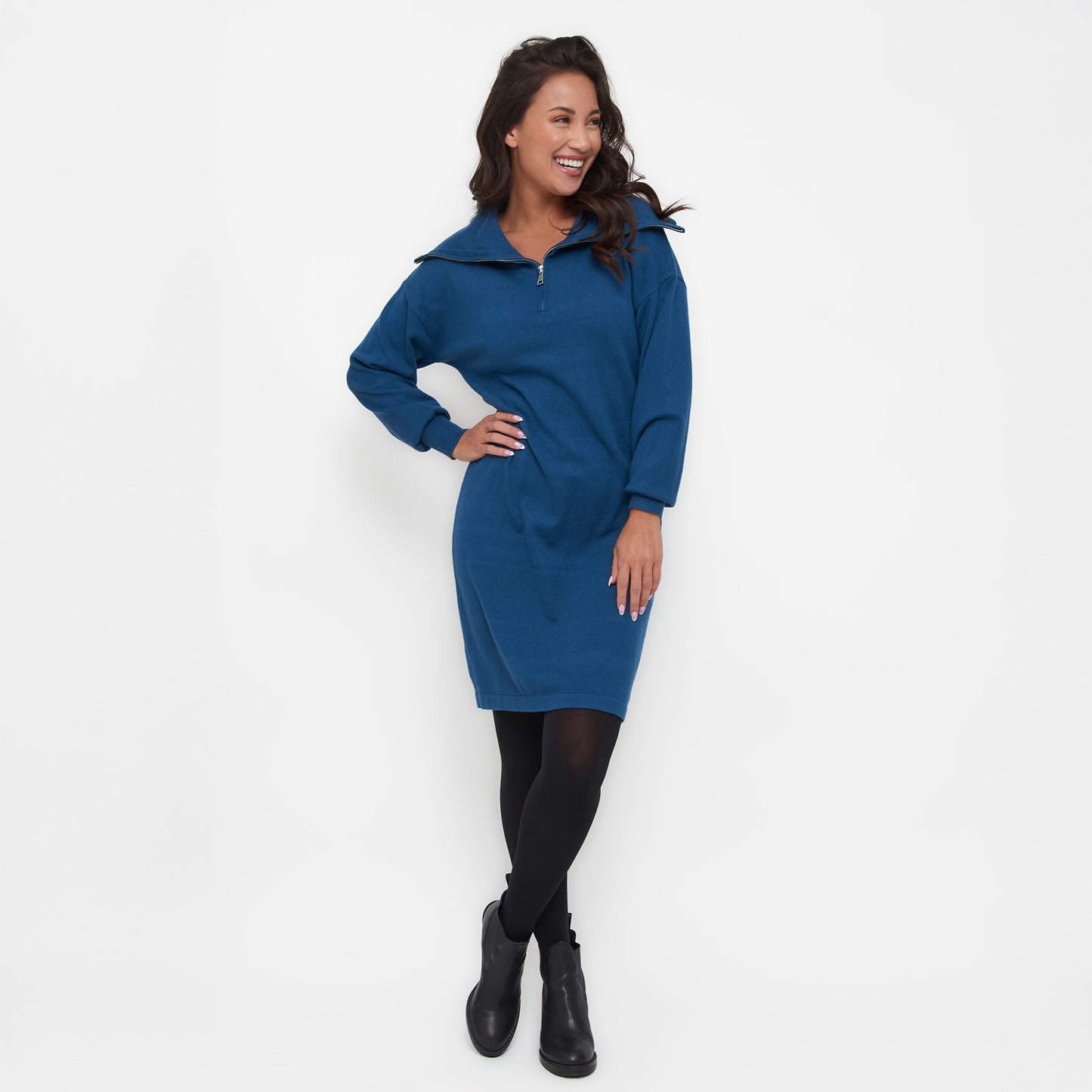 Alessia Quarter Zip Sweatshirt Dress