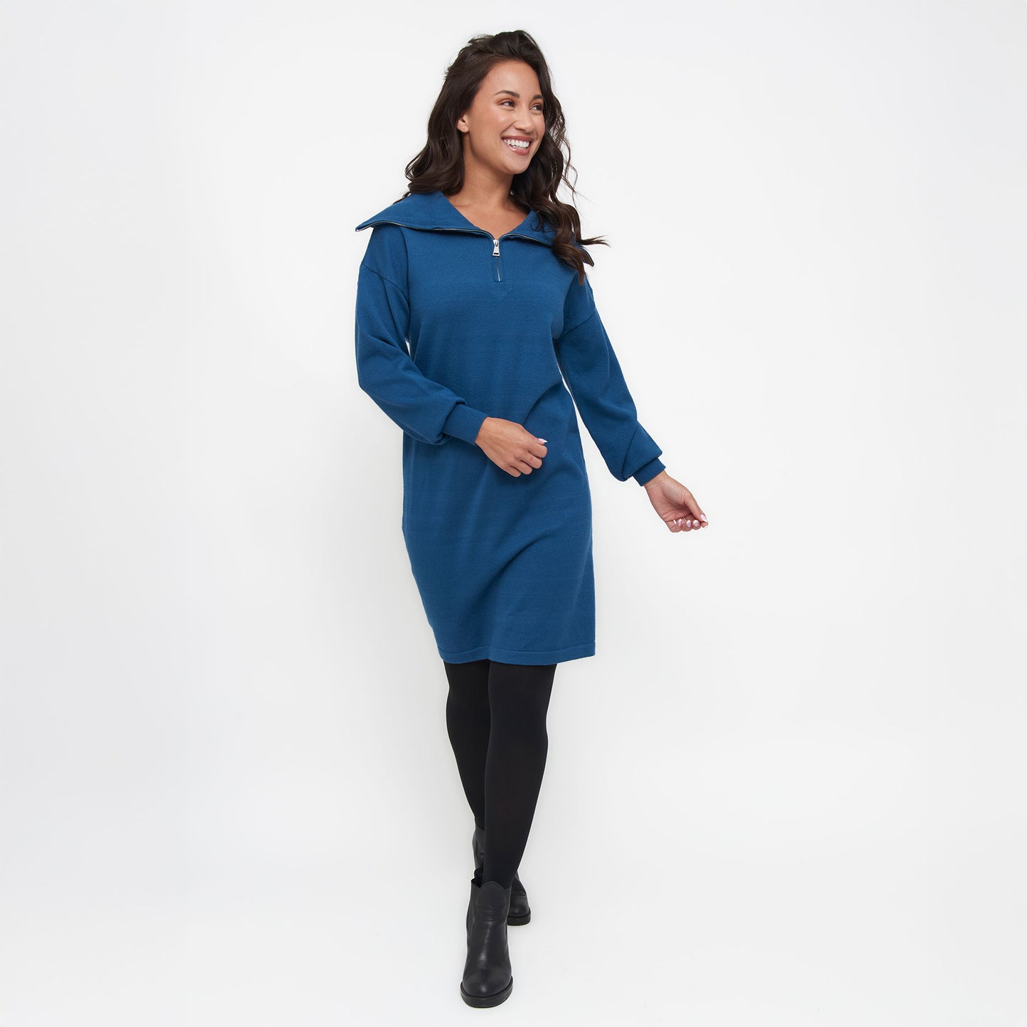 Alessia Quarter Zip Sweatshirt Dress